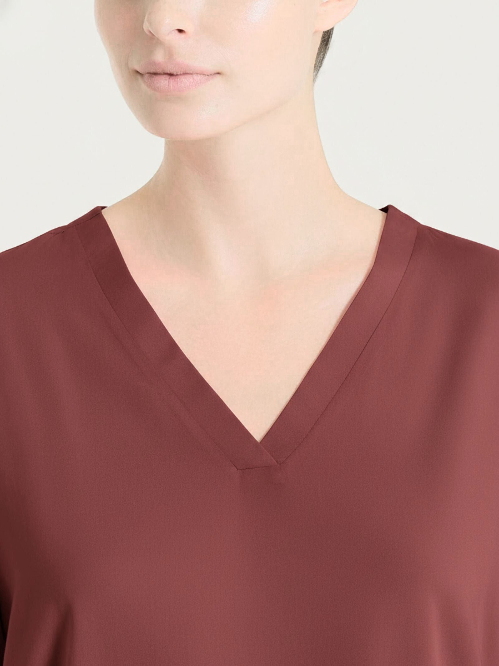 Ragno Gem Blusa scollo V Mahogany voile elasticizzato