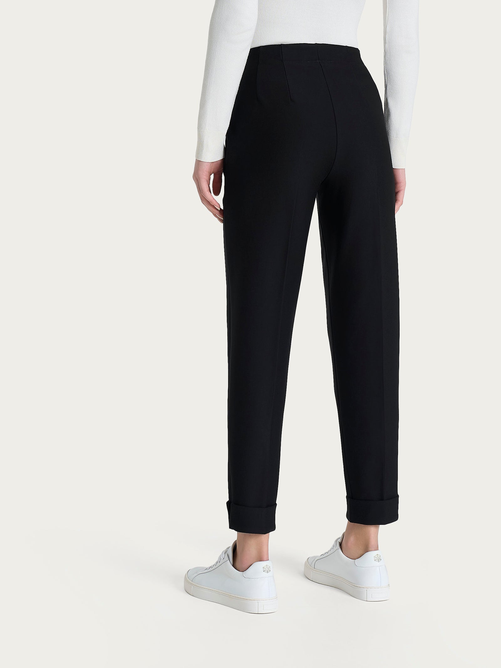 Ragno Compact pantalone carota nero punto Milano tapered