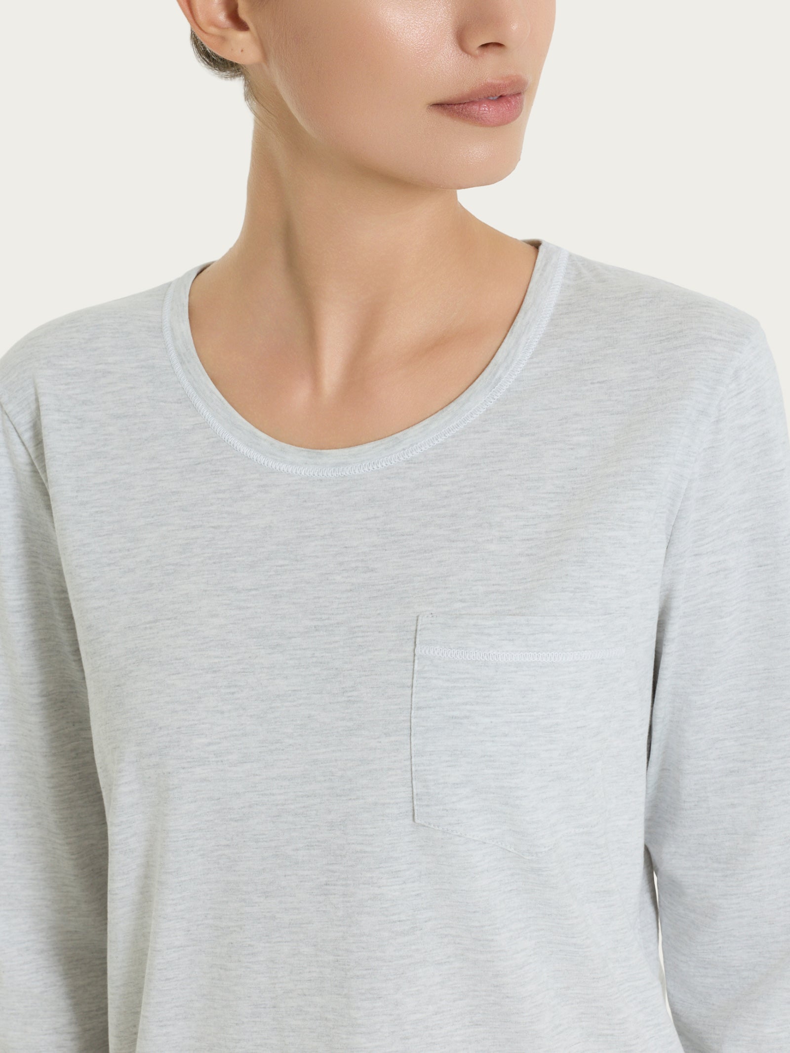 Ragno Sweet Emotion pigiama lungo jersey cotone Ghiaia Mel.