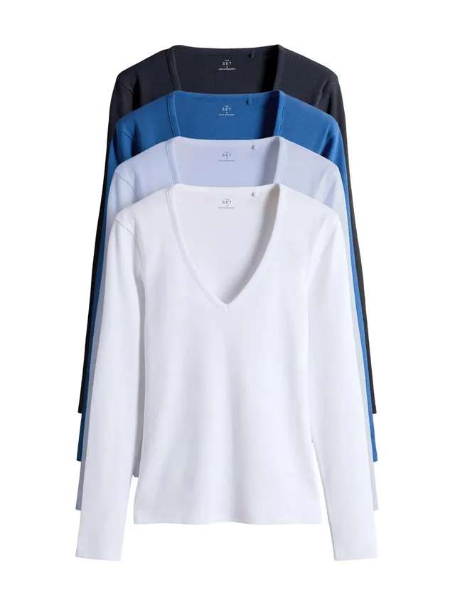 Geo Next The Set maglietta coste donna 4 pezzi scollo a V maniche