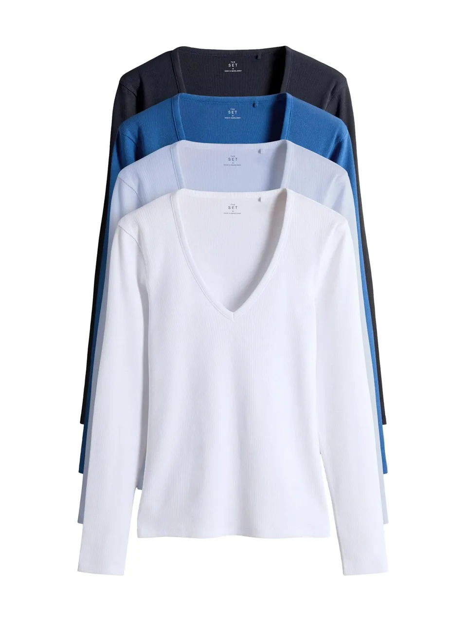 Geo Next The Set maglietta coste donna 4 pezzi scollo a V maniche