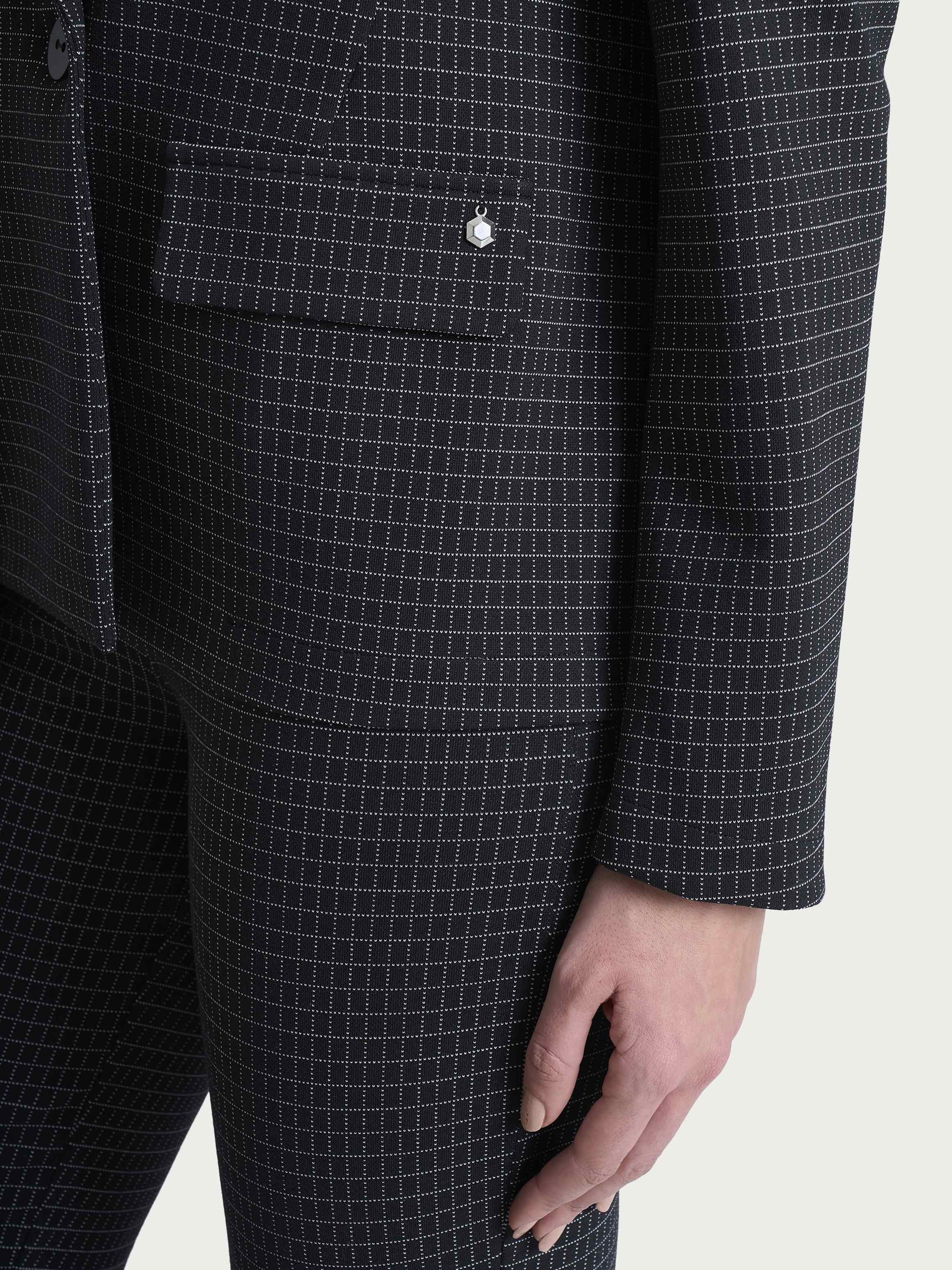 Ragno Eco Jacquard Blazer Doppio Petto giacca Nero check regular
