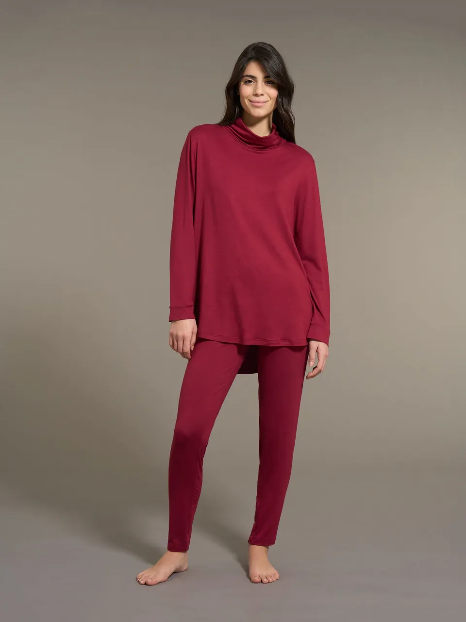Ragno Pigiama Lungo Collo Vulcano micromodal Tibetan Red