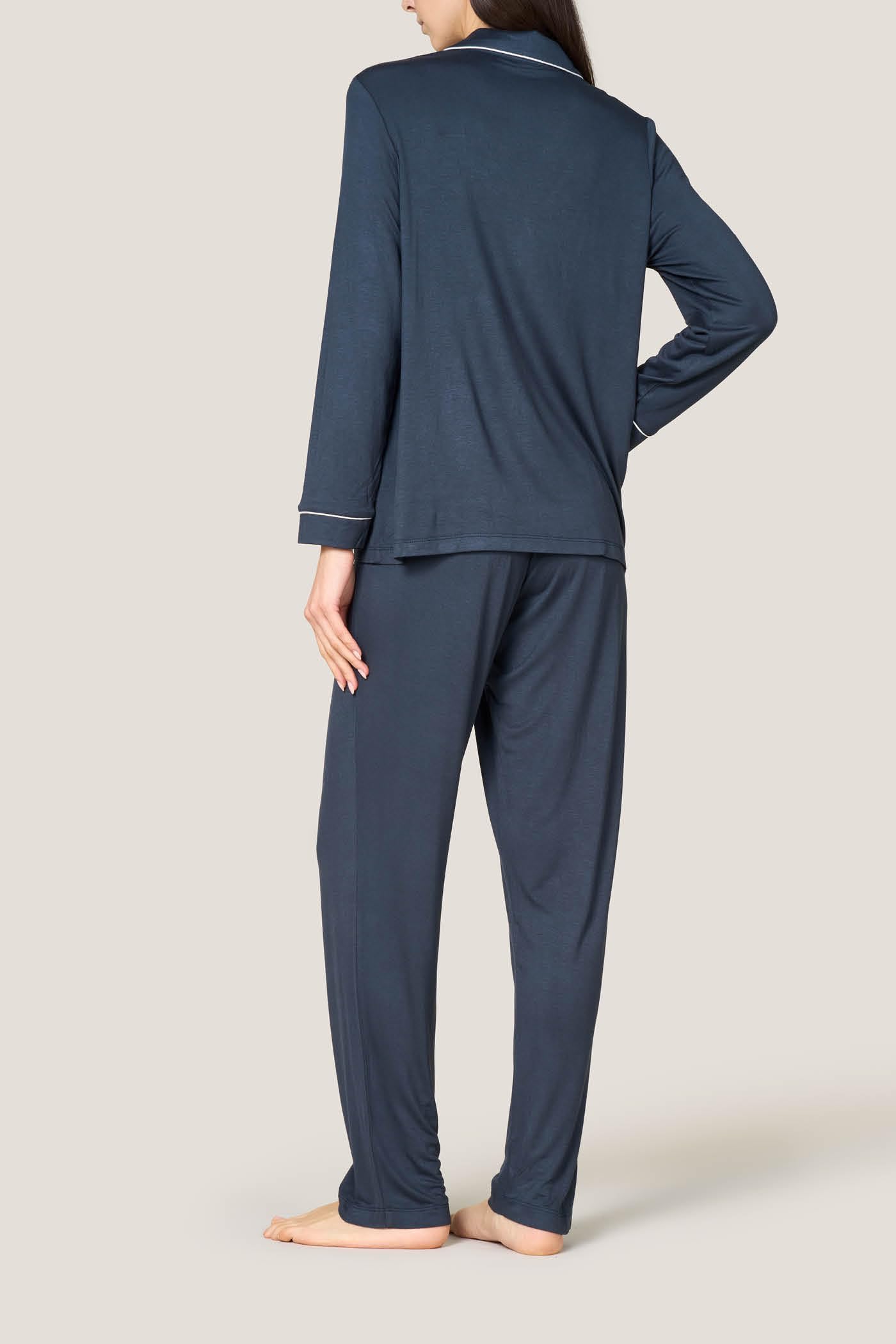 Goldenpoint Pigiama Lungo Abbottonato Piping Pigiama Donna