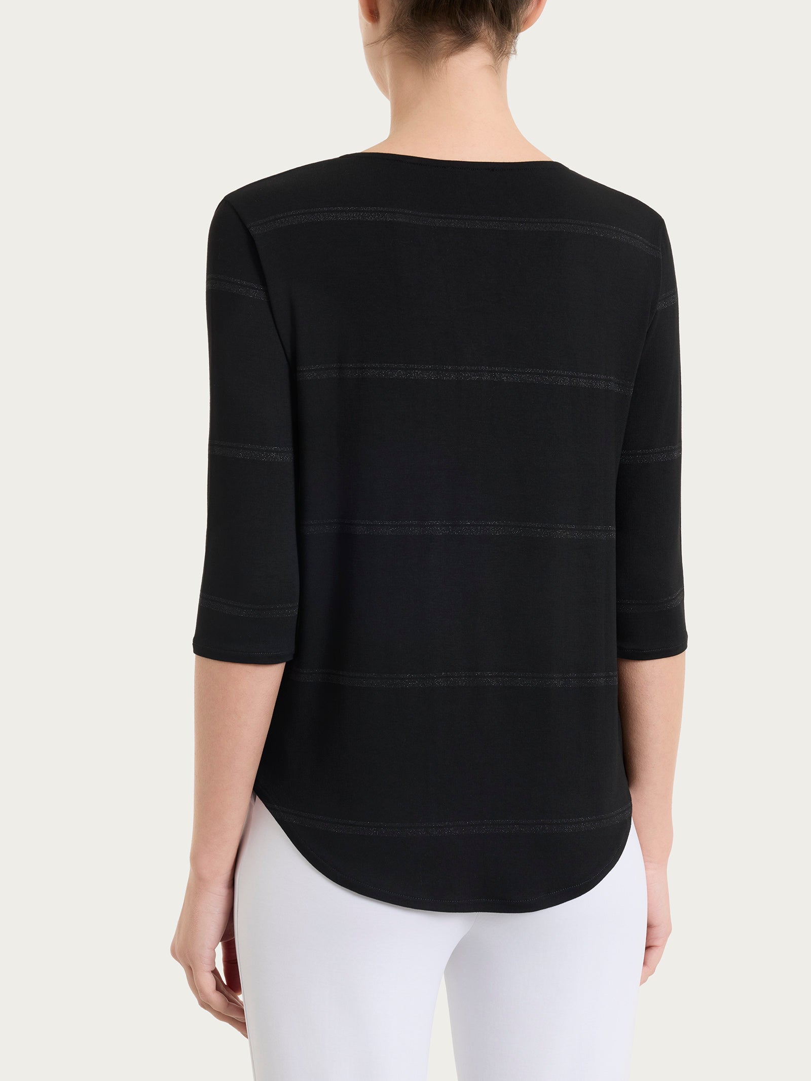 Ragno Viscosa Summer Maglietta righe lurex nera