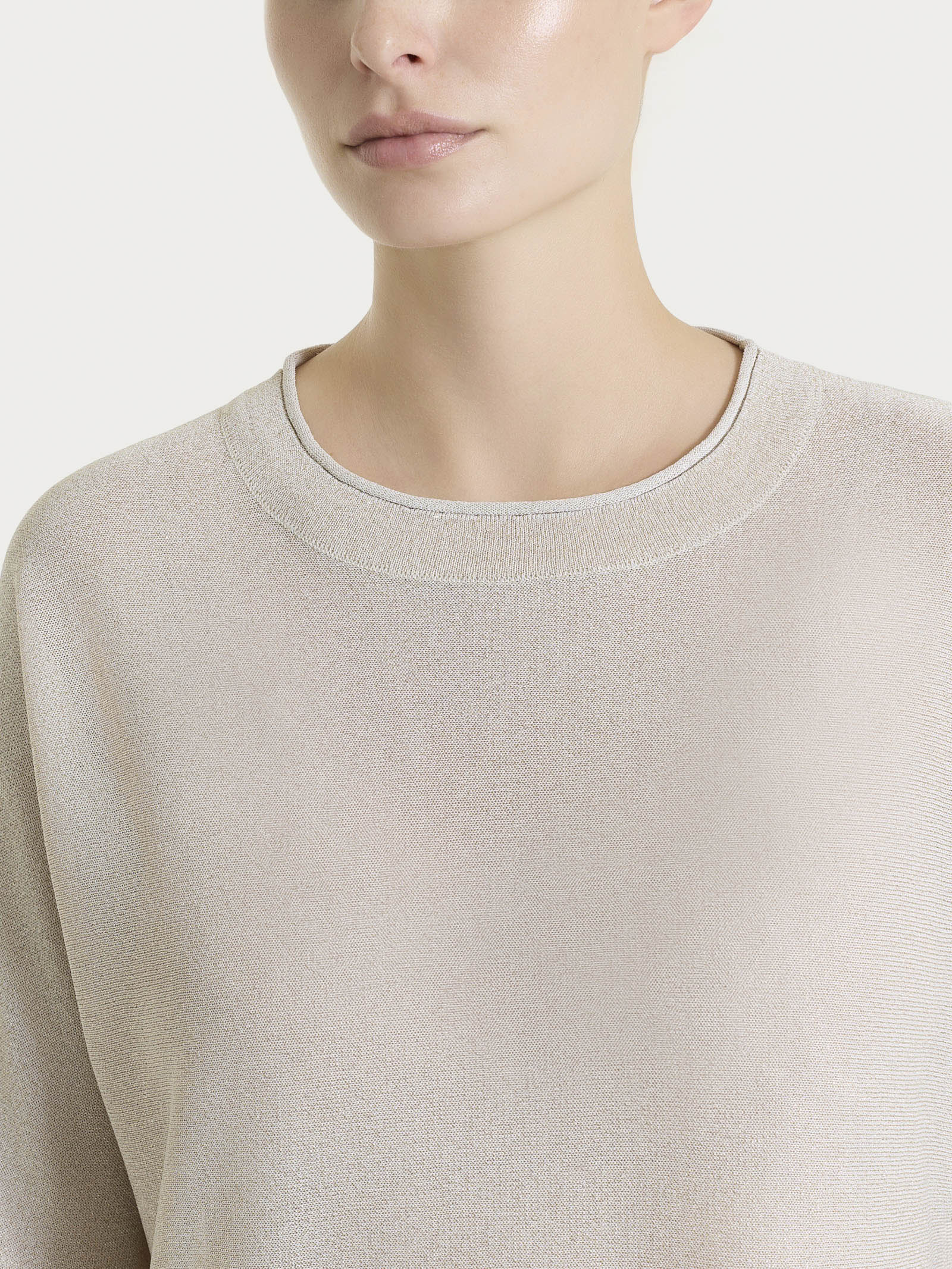 Ragno Maglia Manica Pipistrello Crepe Lurex Lilac Ash barchetta