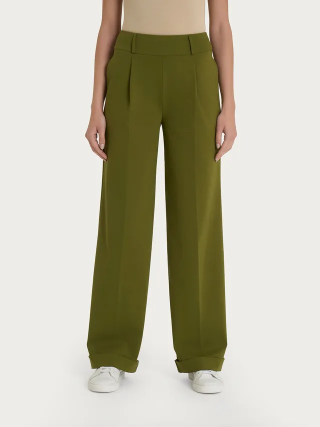 Ragno Compact Light The Wide Leg pantalone verde Sphagnum