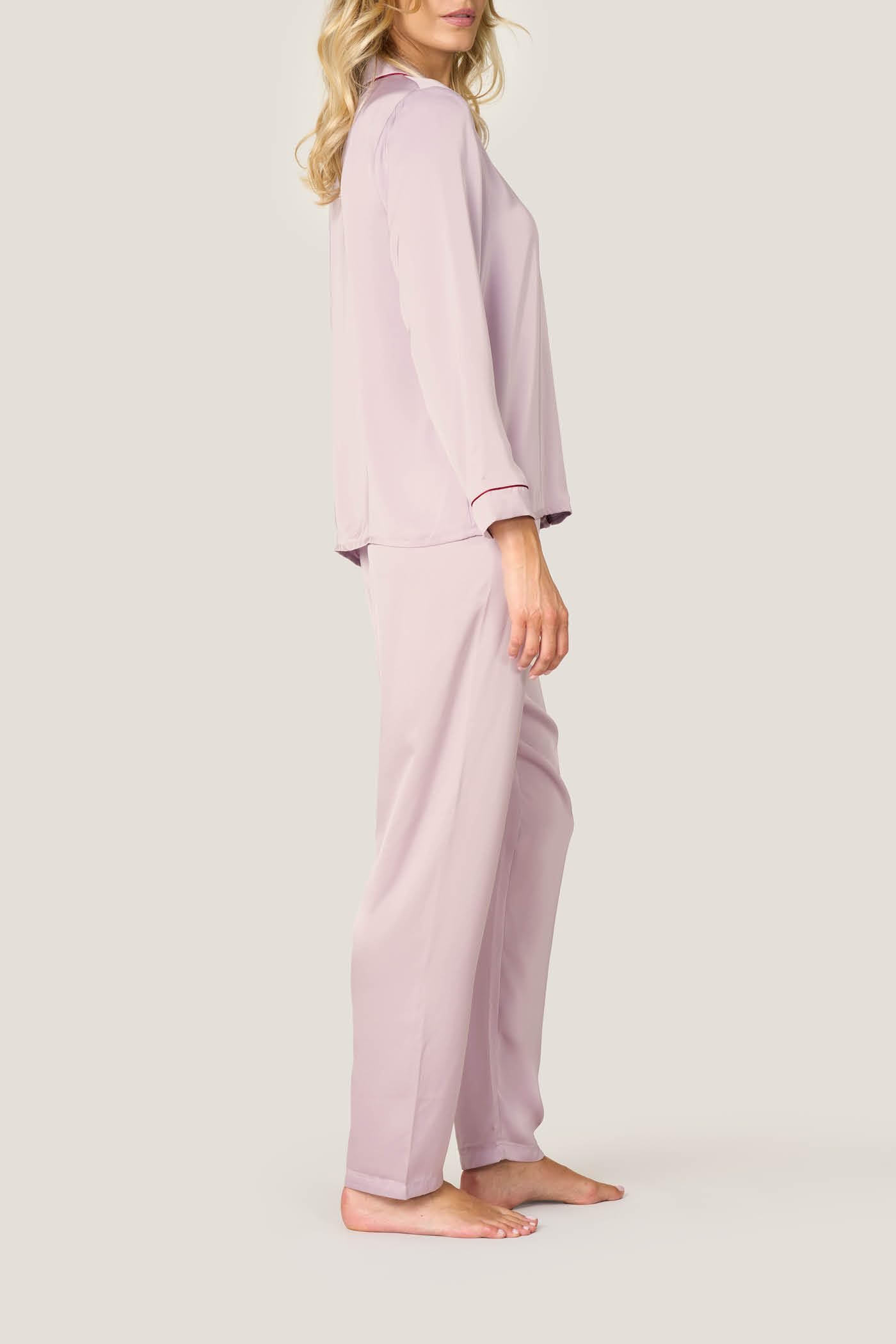 Goldenpoint Satin pigiama lungo abbottonato maniche lunghe