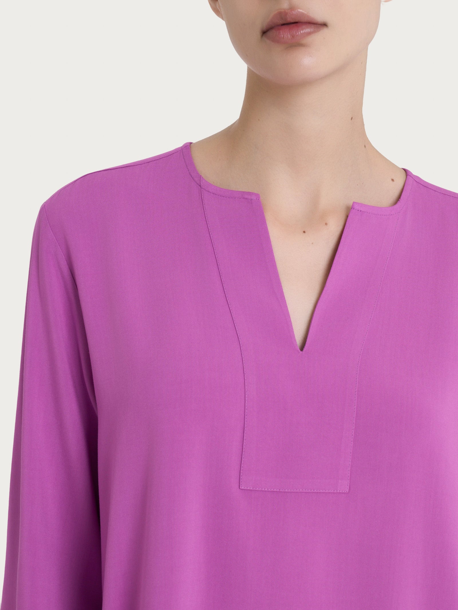 Ragno EcoSeta blusa scollo V manica 3/4 Cattleya Orchid fluida