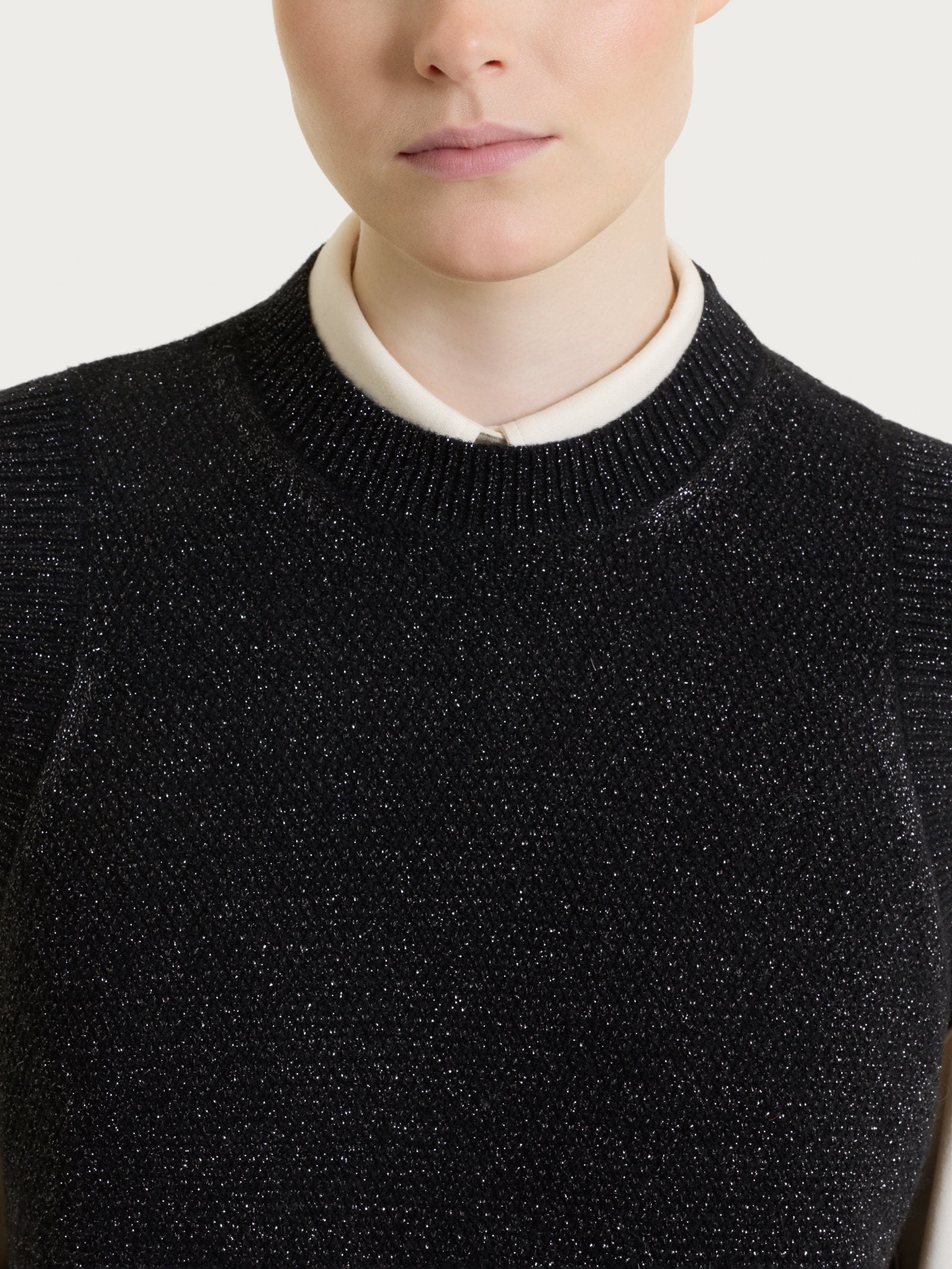 Ragno Soft Wool smanicato Fant Nero punto riso lurex