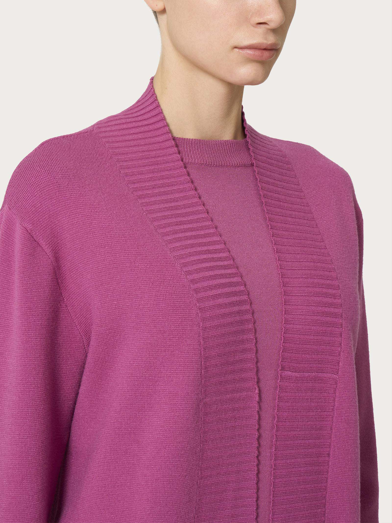 Ragno Super Soft Cardigan lungo aperto red violet