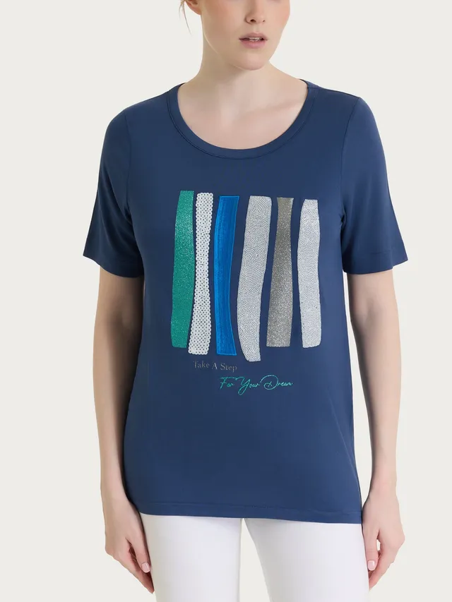 Ragno Viscosa Summer maglietta stampa brillantini Oceana