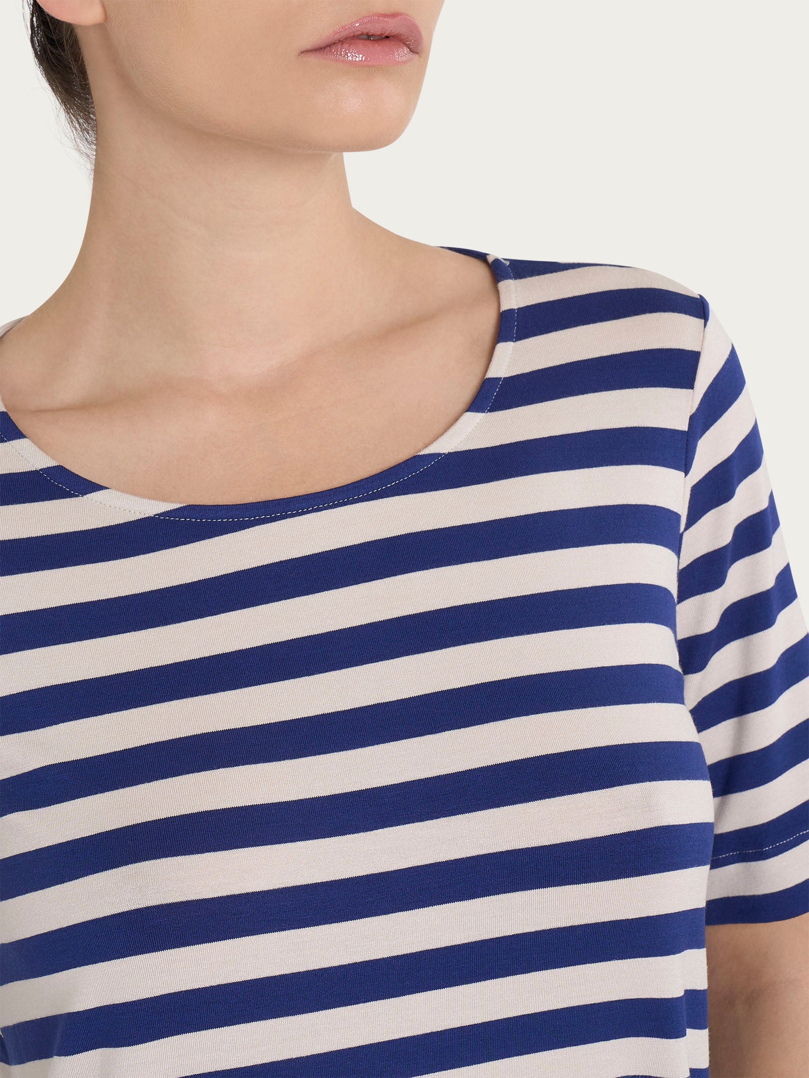 Ragno Viscosa Summer maglietta girocollo righe blueberry