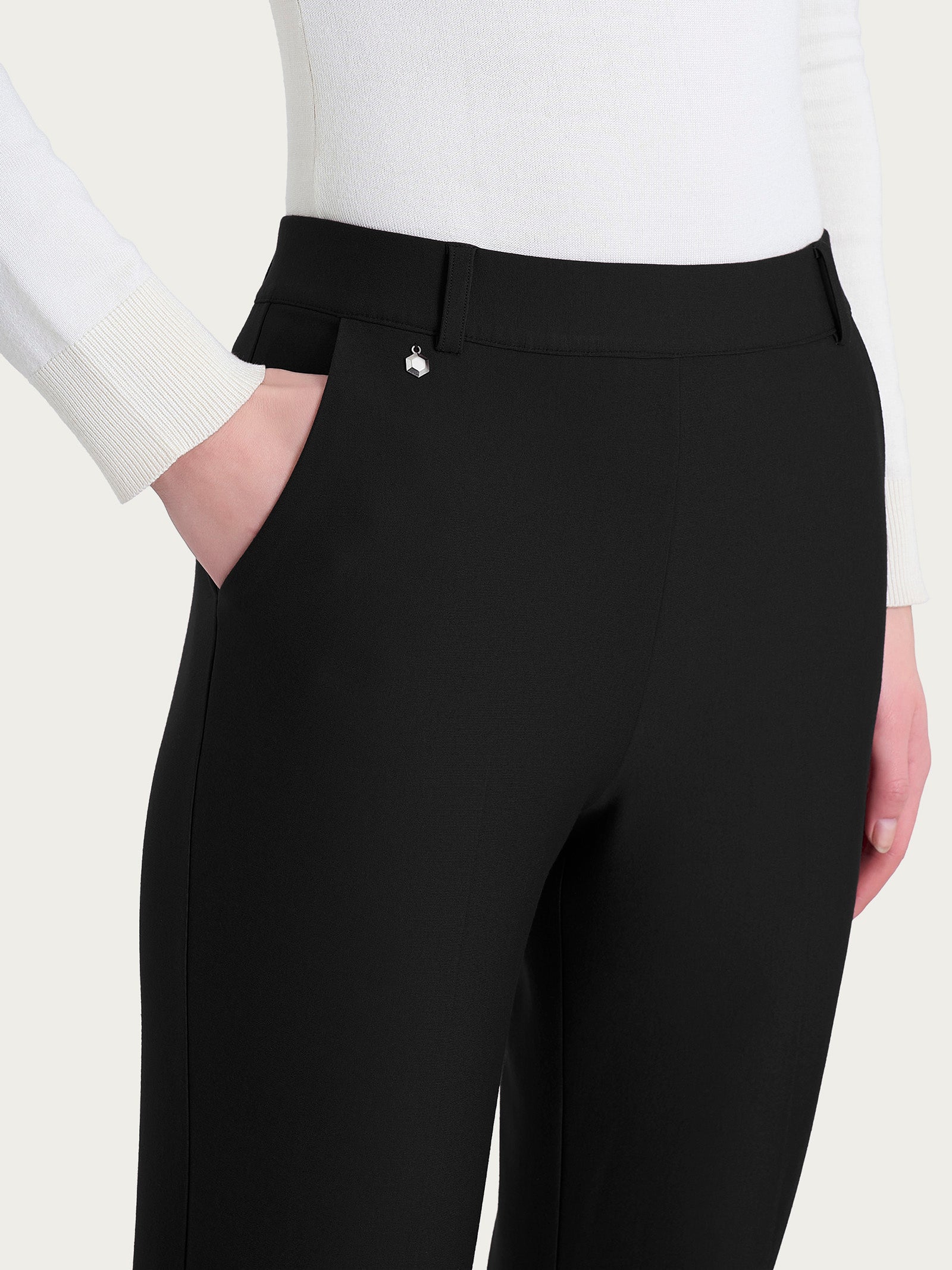 Ragno Compact pantalone flare nero lungo con tasche