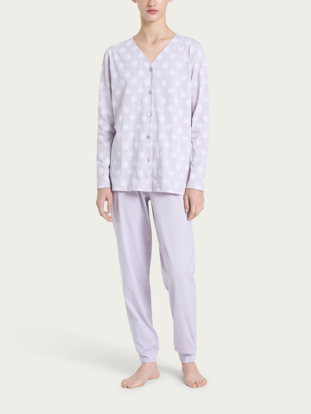 Ragno pigiama aperto scollo V jersey cotone Fant. Thistle