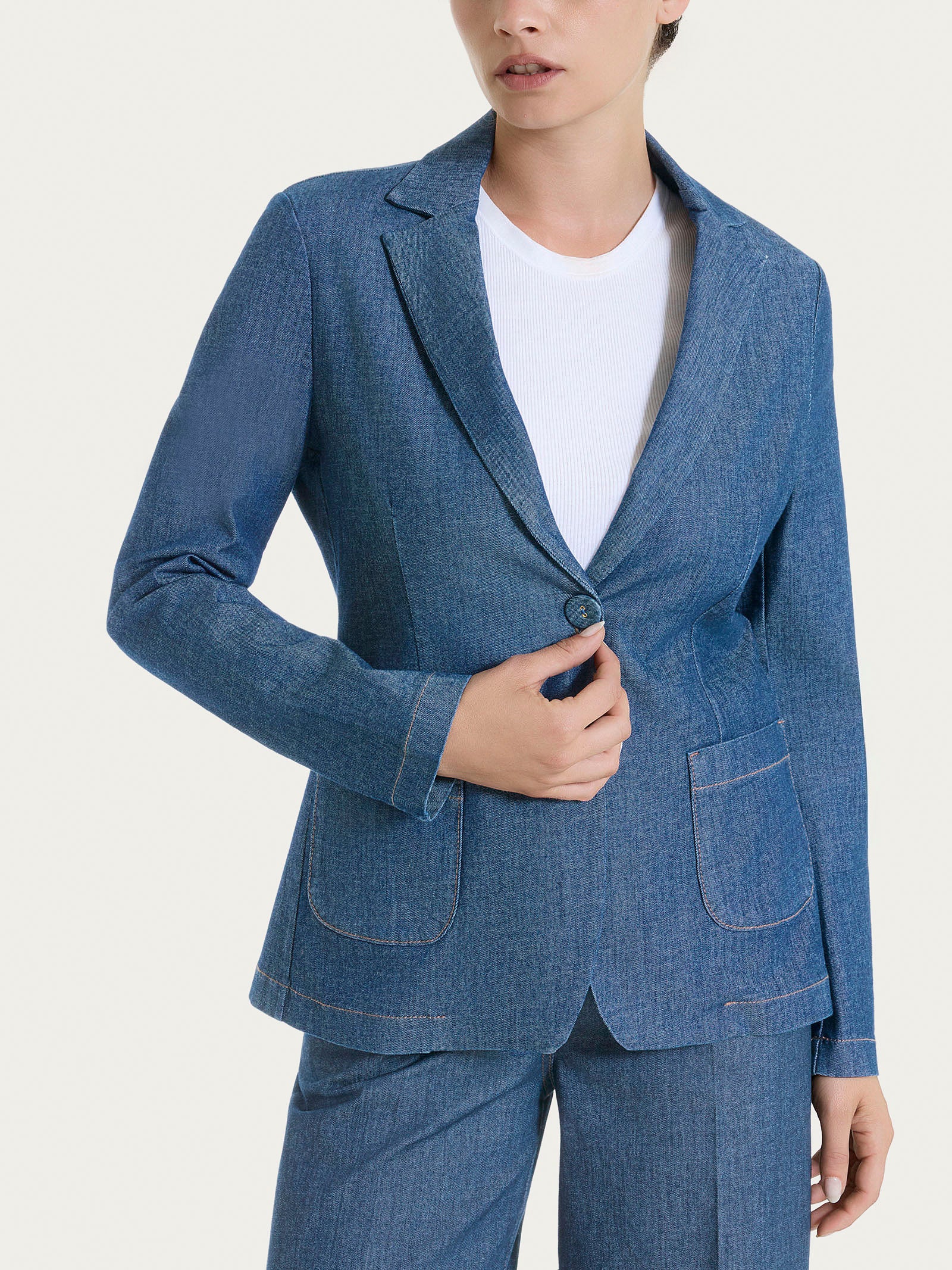 Ragno Super Denim blazer due bottoni Delave denim