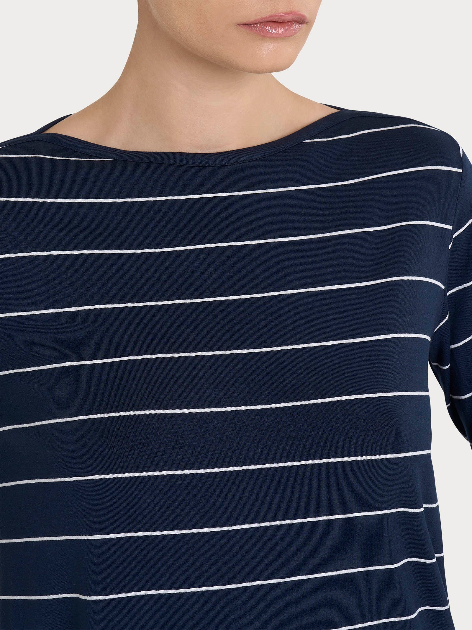 Ragno Viscosa Summer Maglietta righe 3/4 Bleu Riga Spaziata