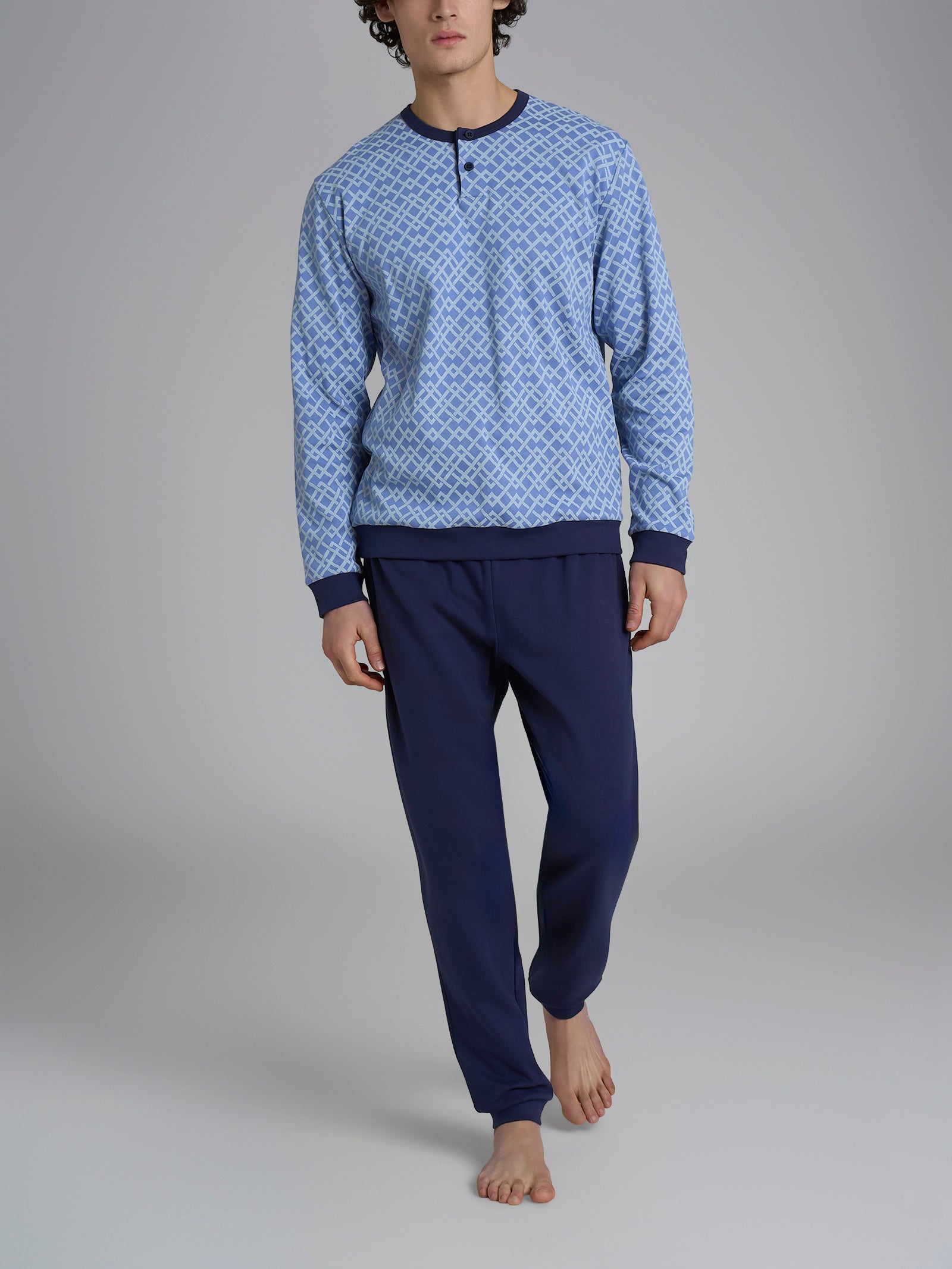 Ragno Jersey Cotone pigiama serafino Colony Blue