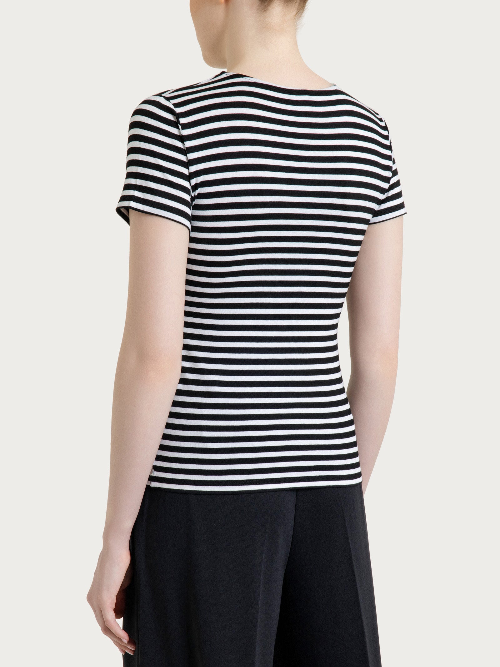 Ragno Viscosa Summer Maglietta Riga Nero aderente
