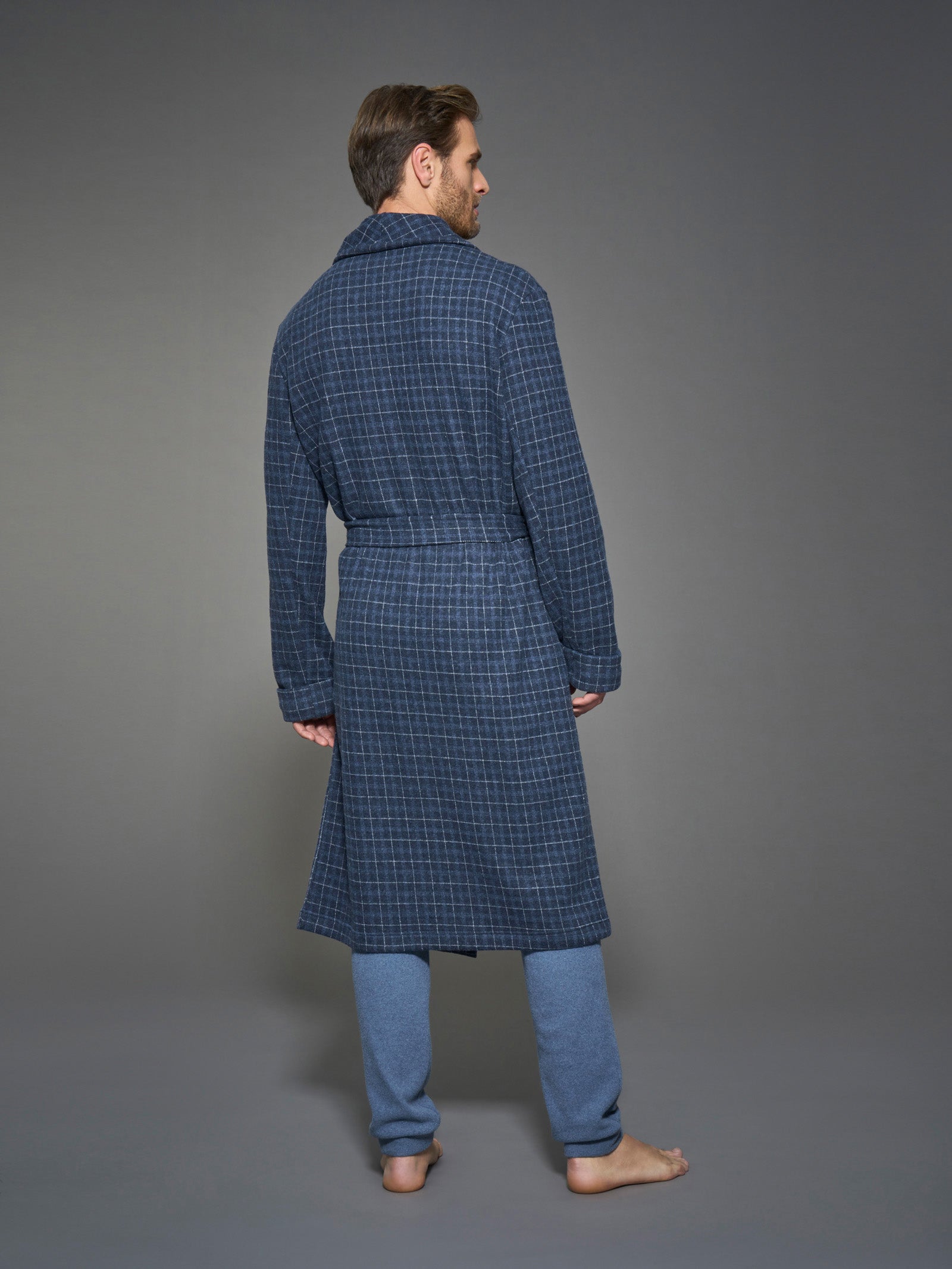 Ragno Vestaglia Lunga Cotton Eco Pile Fant. Indigo uomo
