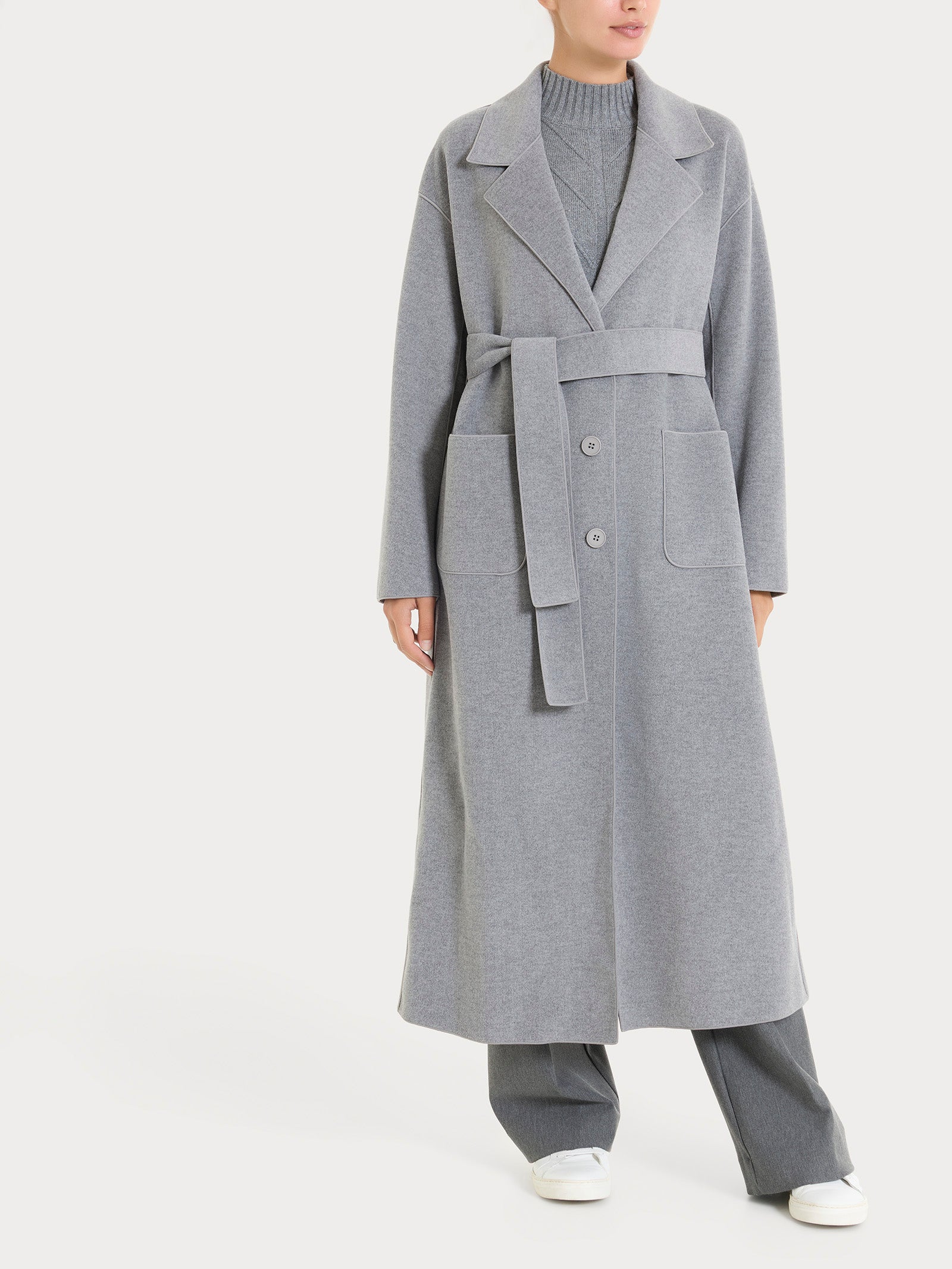 Ragno Vegan Wool Cappotto Lungo Bottoni Grigio Caldo