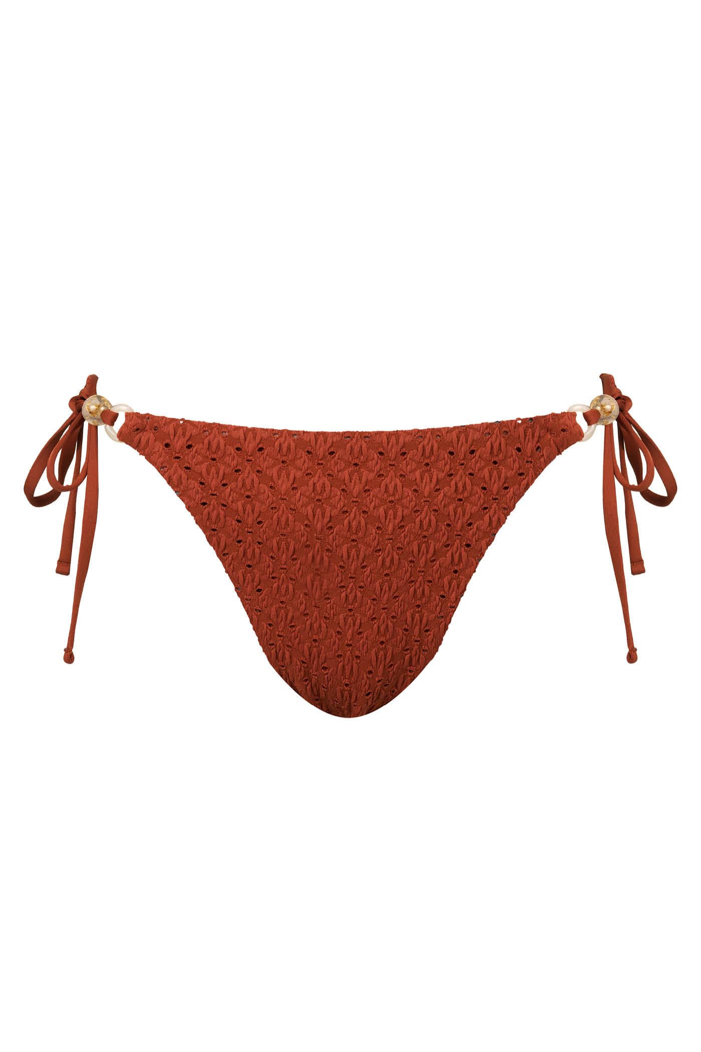Goldenpoint Damasco Brasiliana Slip Bikini Tinta Unita con Laccetti