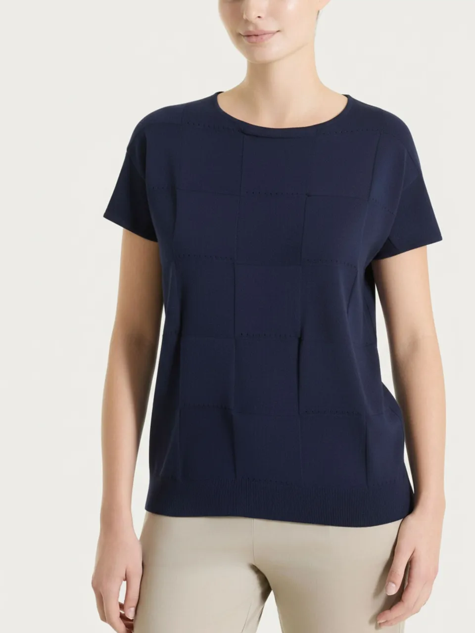 Ragno Maglia manica corta puro cotone blu fantasia check