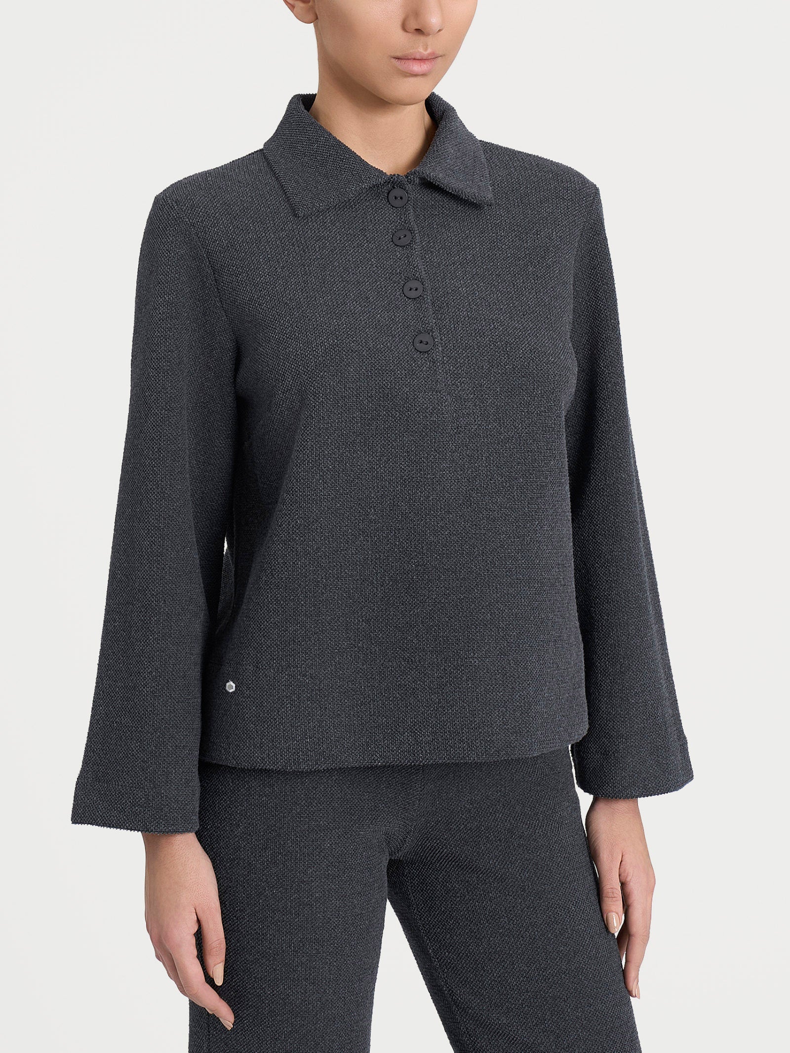 Ragno Comfort Polo Manica Lunga Maglia Ardesia Mel. felpata