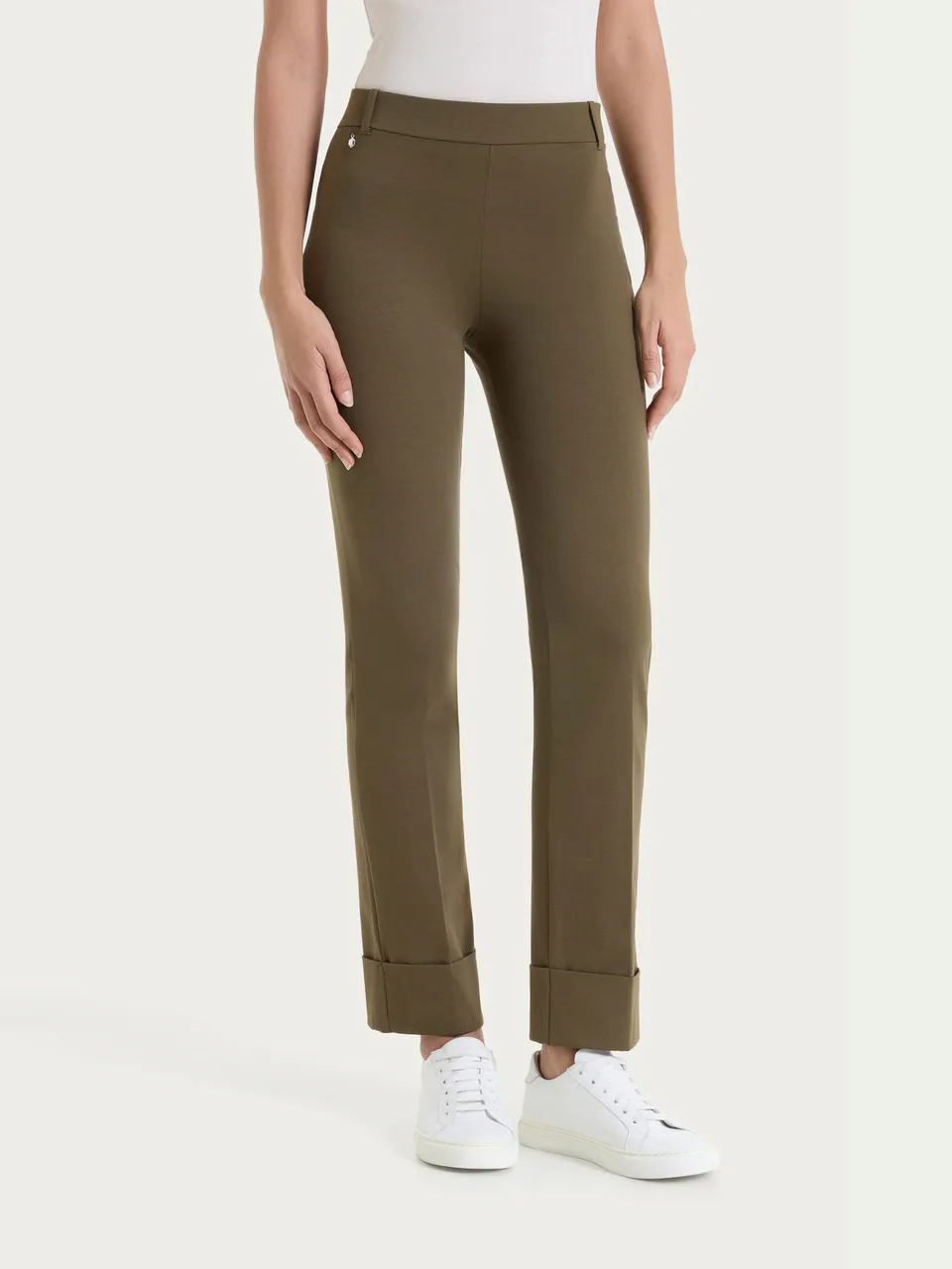 Ragno Compact Light pantalone slim dritto Dark Olive elasticizzato