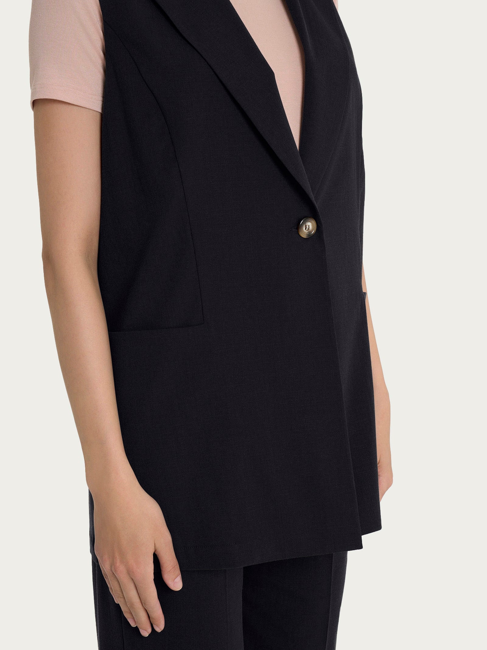 Ragno Super Natural Gilet Lungo Nero tencel fresco
