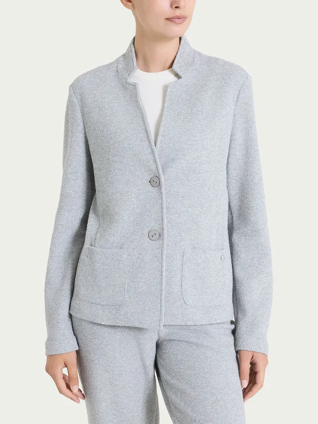 Ragno Comfort blazer corto donna grigio melange japanese fleece