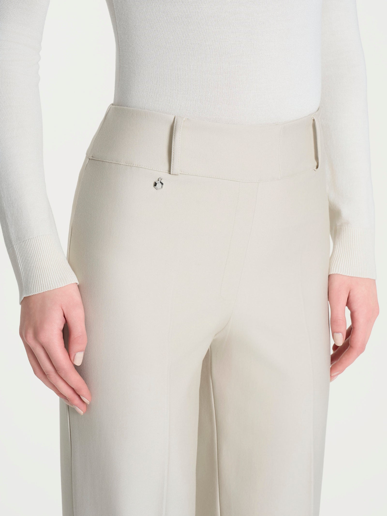 Ragno Compact pantalone carota champignon cropped elasticizzato