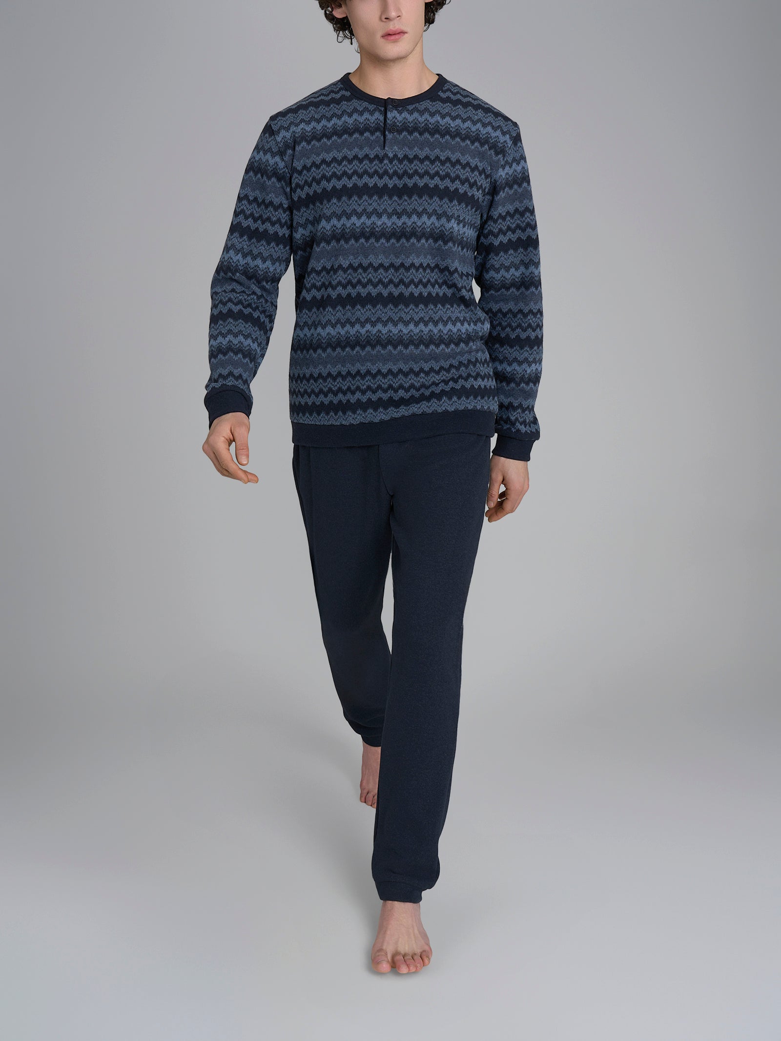 Ragno Pigiama Serafino Cotton Eco Pile Outer Space caldo