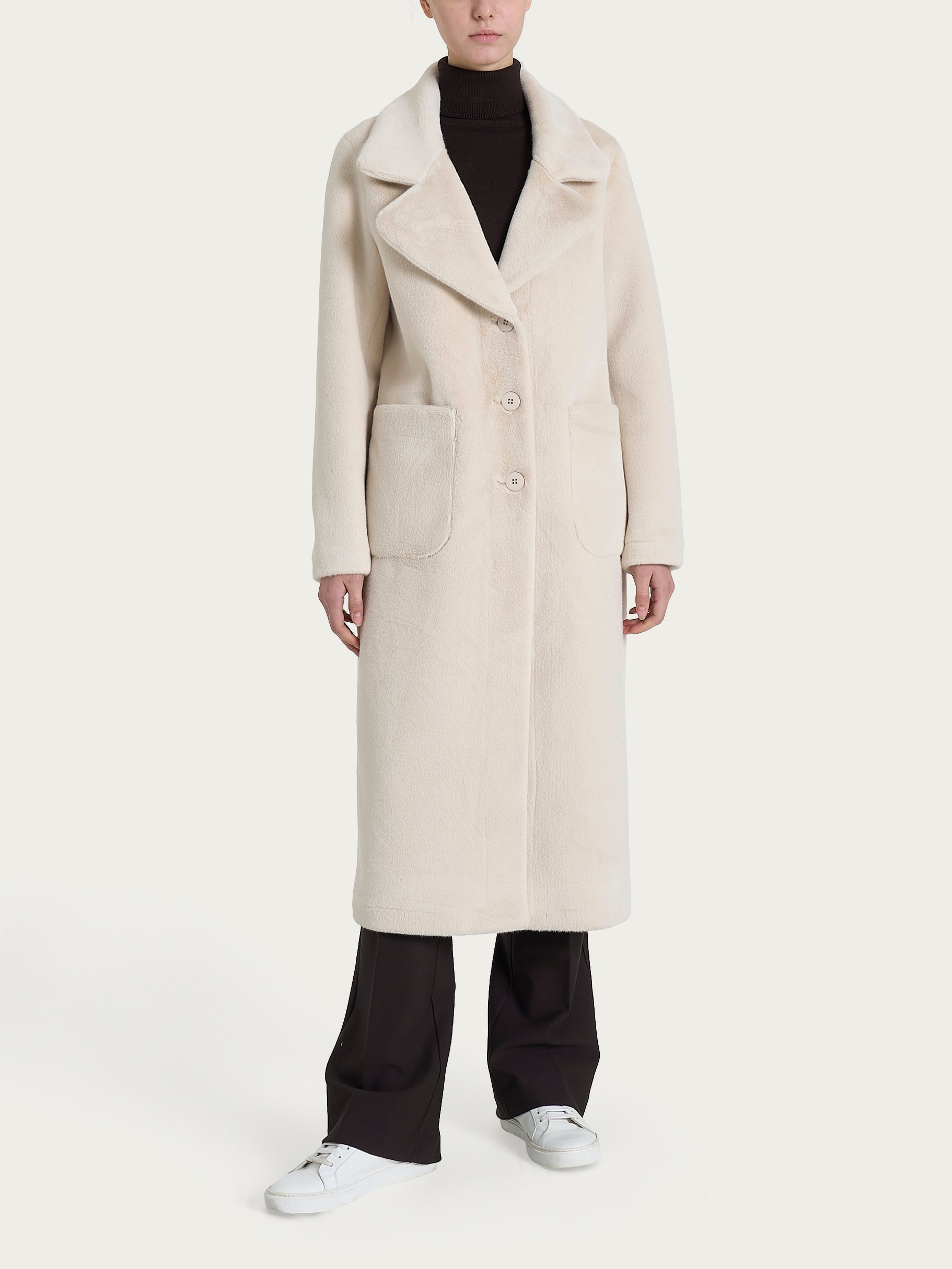 Ragno Vegan Shearling cappotto lungo double-face champignon
