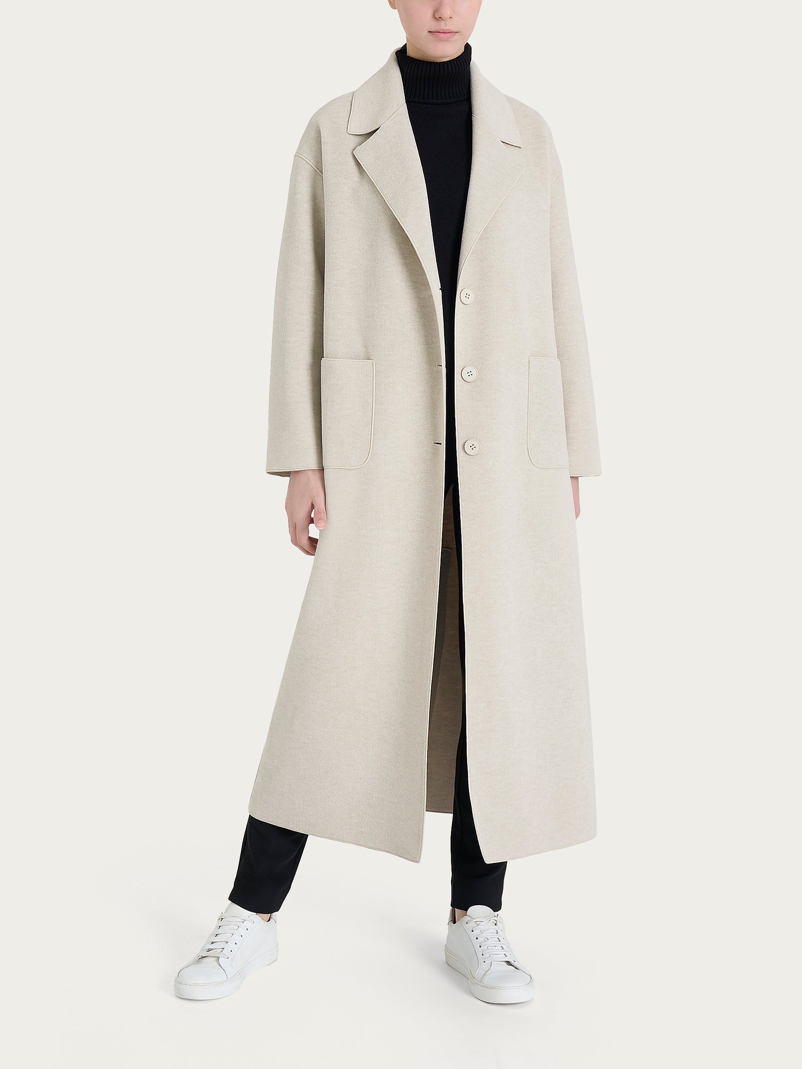 Ragno Vegan Wool cappotto lungo Champignon Mel caldo