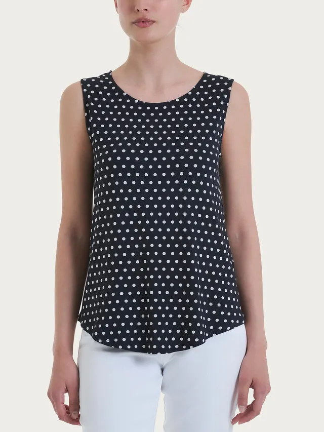 Ragno Viscosa Summer top donna Blu fantasia pois