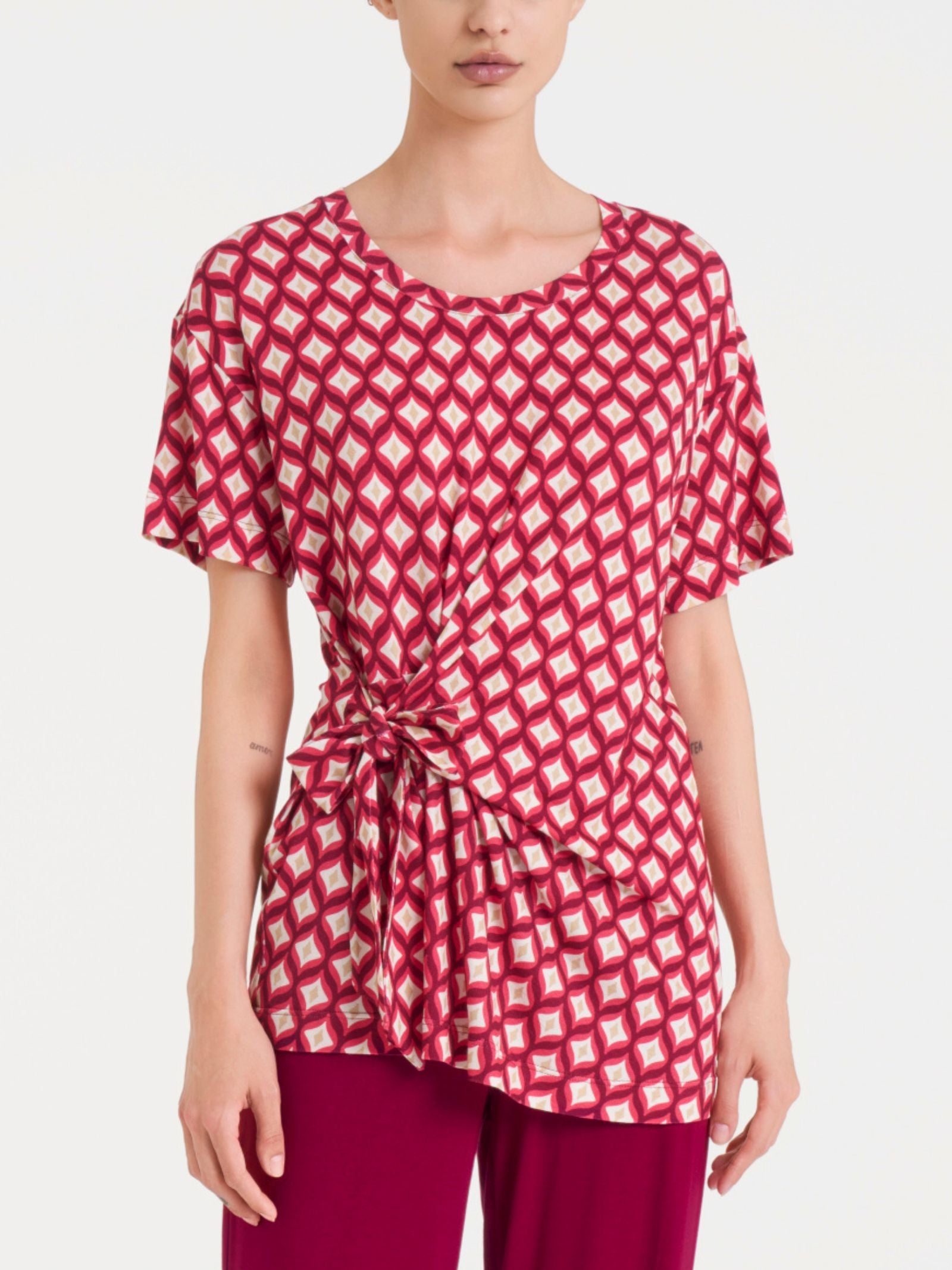 Ragno Viscosa Summer maxi t-shirt Fant. Rhododendron nodo