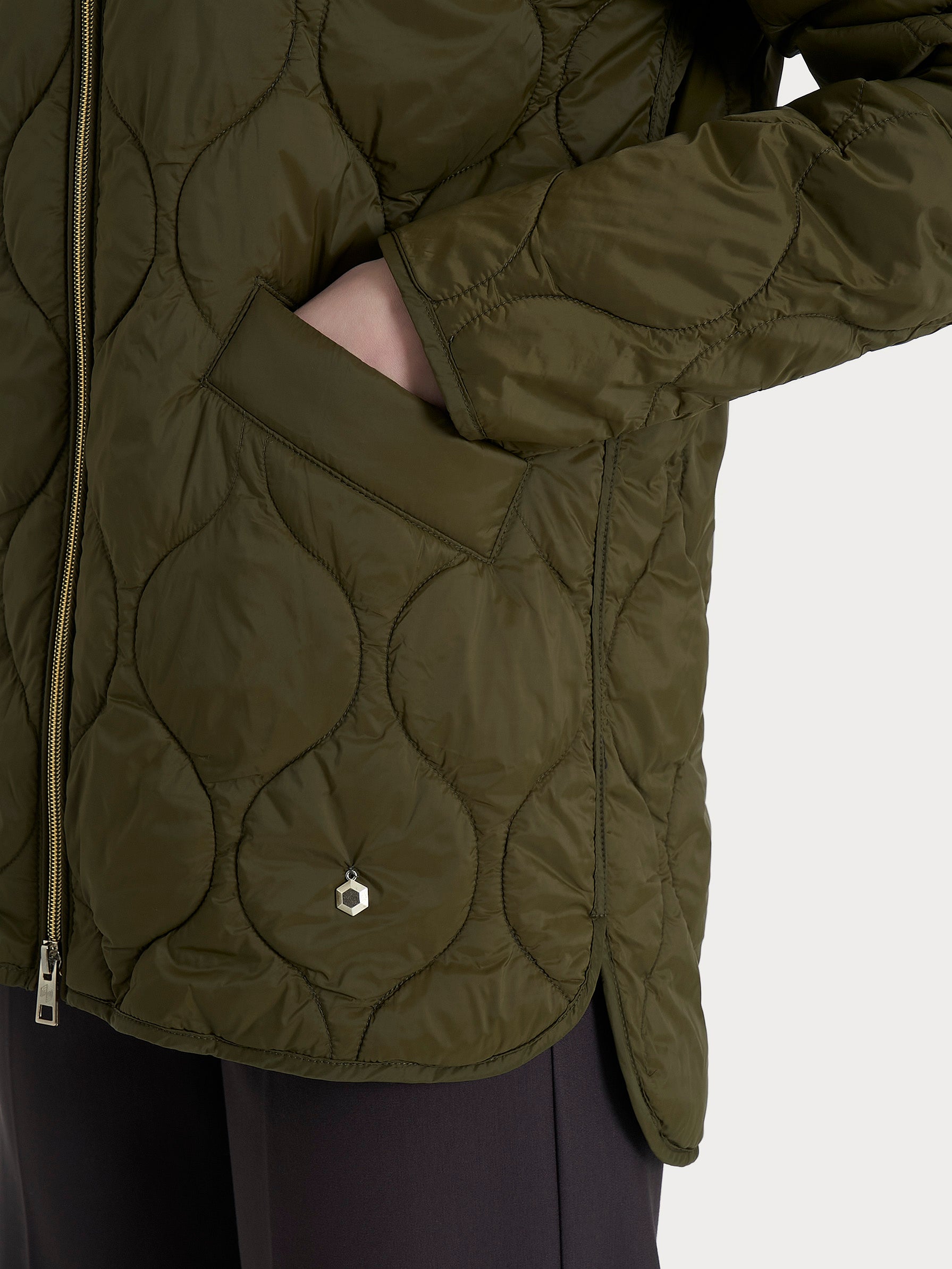 Ragno Onion Quilt piumino donna Dark Olive con cappuccio