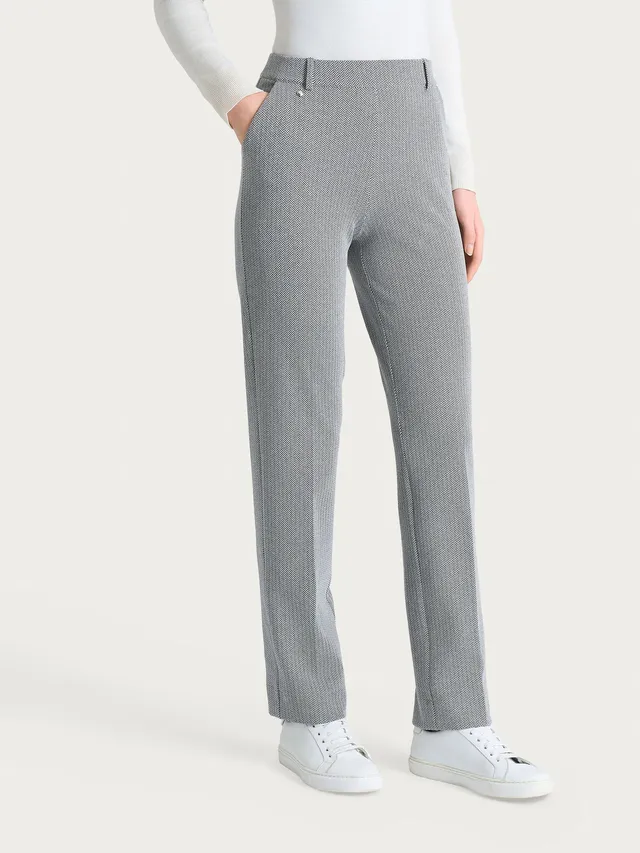 Ragno Eco Jacquard pantalone dritto Fant. Nero spina di pesce
