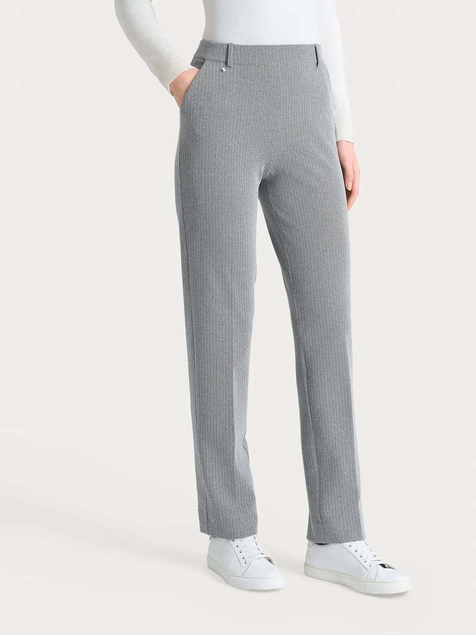 Ragno Eco Jacquard pantalone dritto Fant. Nero spina di pesce