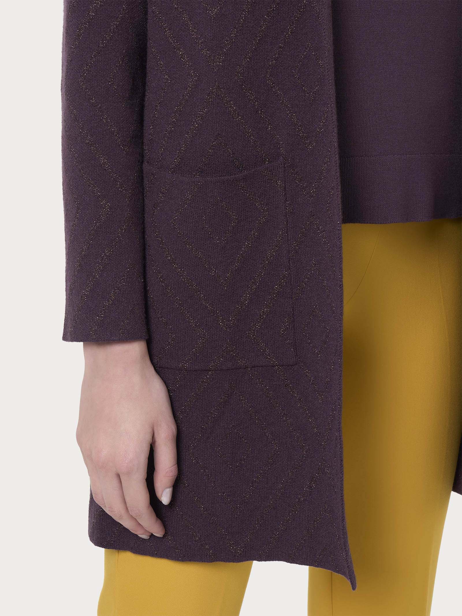 Ragno Super Soft Cardigan Lungo Rombi Cardigan Plum Perfect