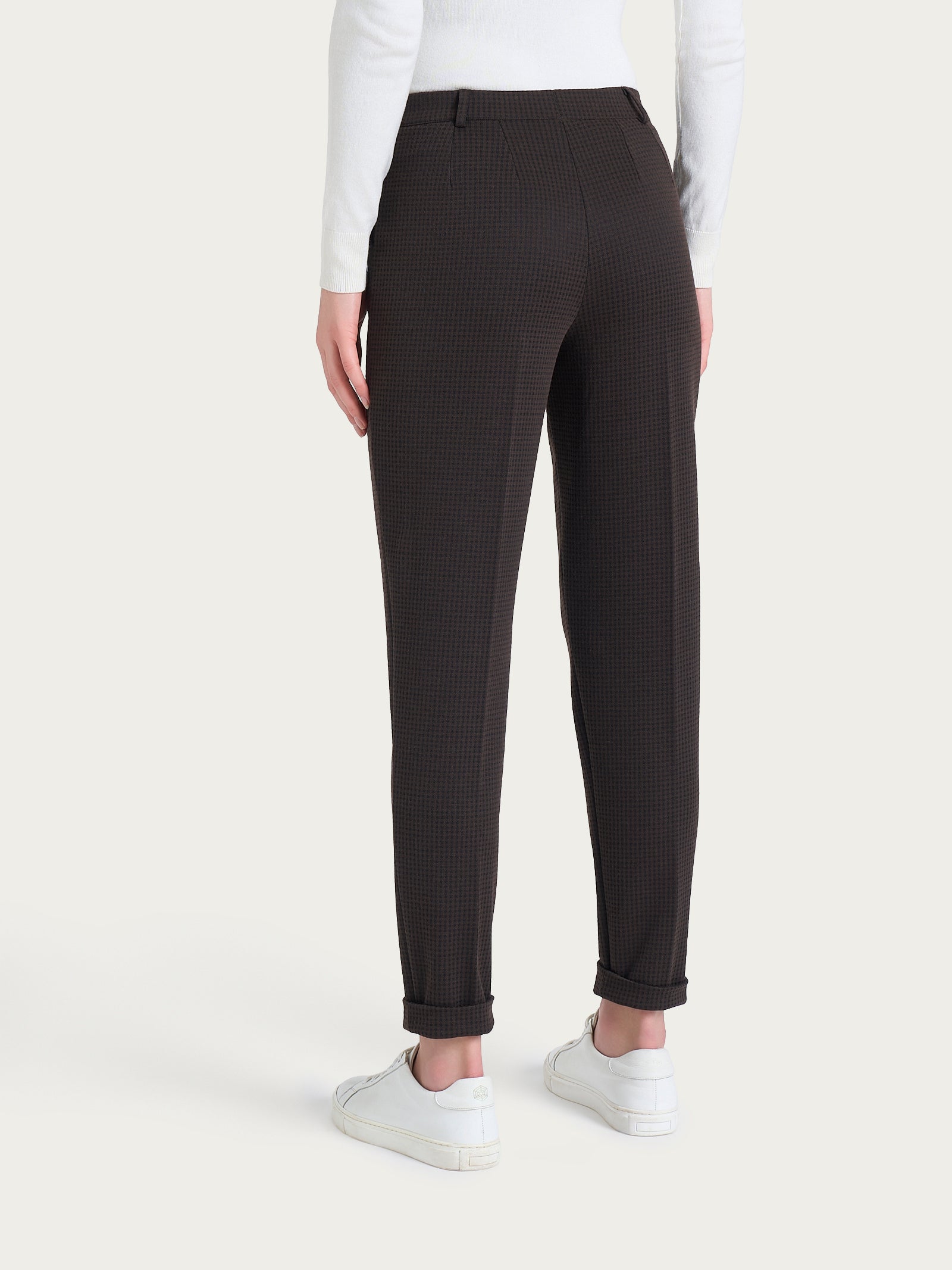 Ragno Eco Jacquard Pantalone Chino Slim Micro Check Chocolate Torte