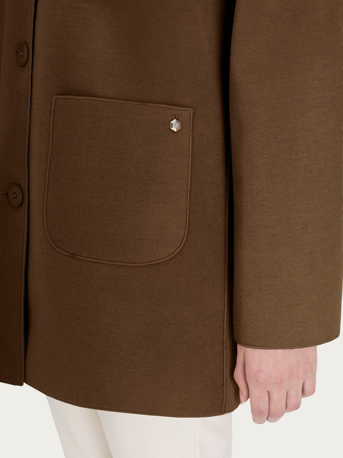 Ragno Vegan Wool giaccone cappuccio marrone bottoni