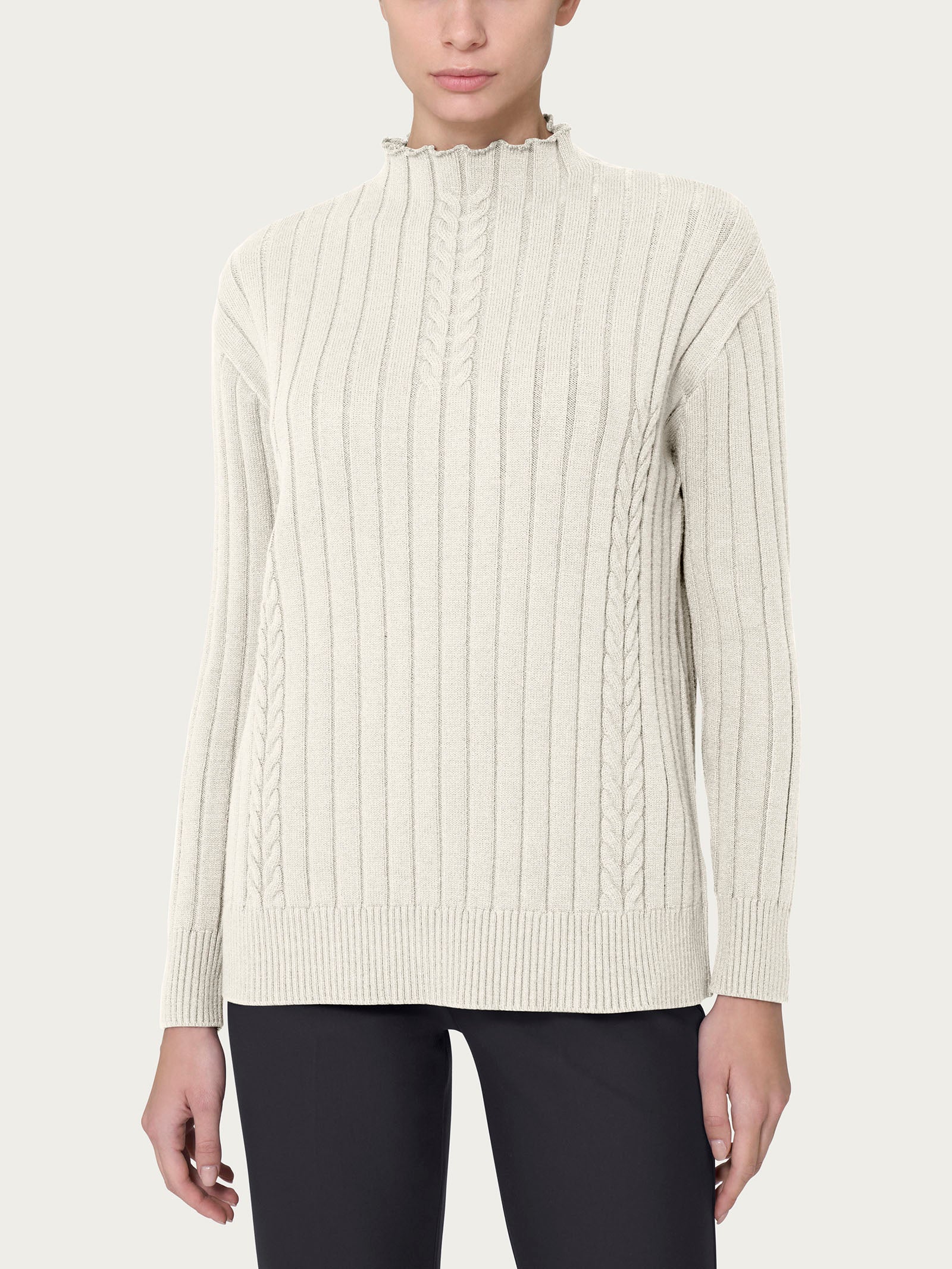 Ragno Four Seasons Lupetto Knit Rib Maglia Avorio calda