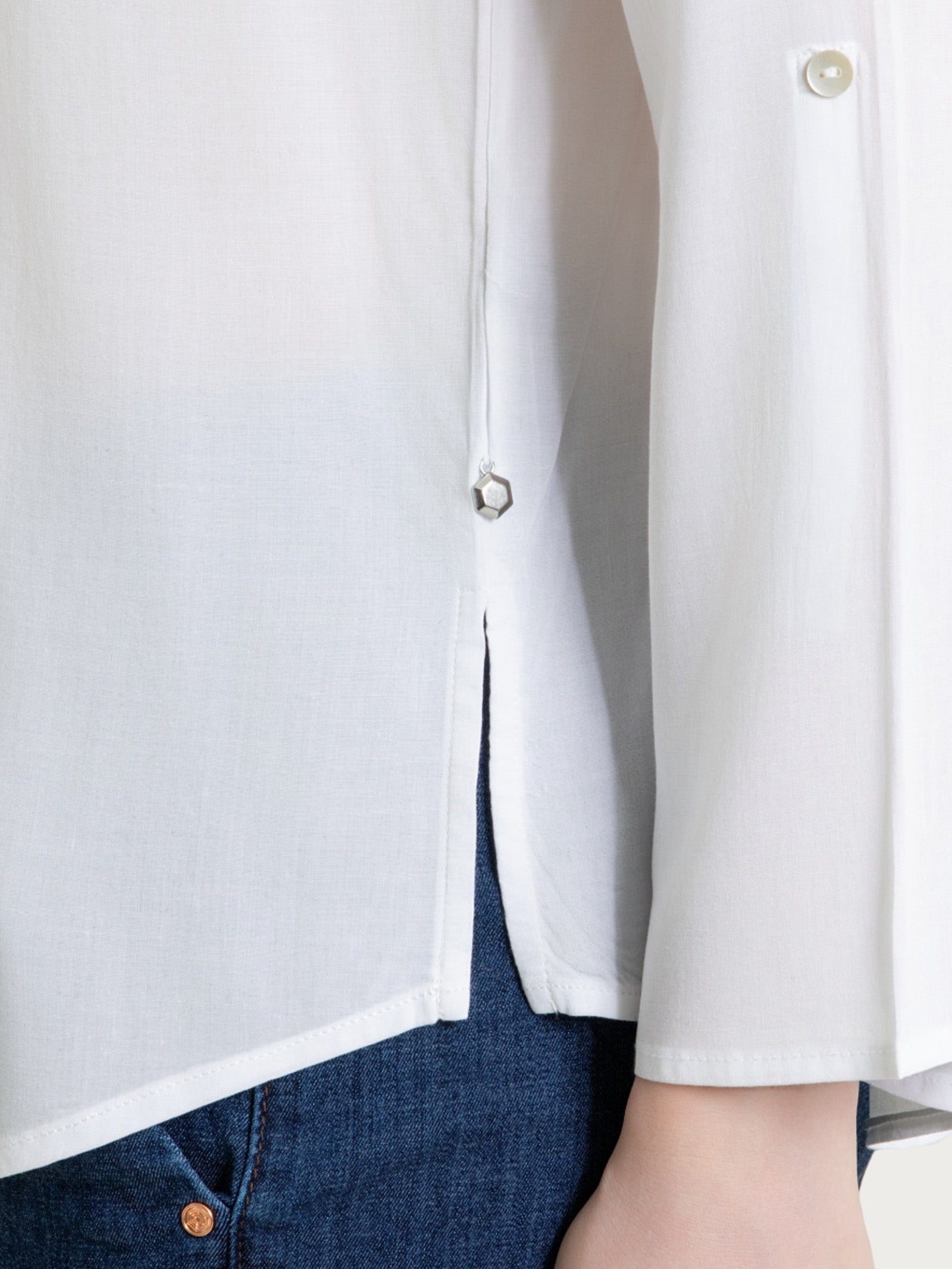 Ragno Voile Stretch Camicia donna Bianco manica risvoltabile
