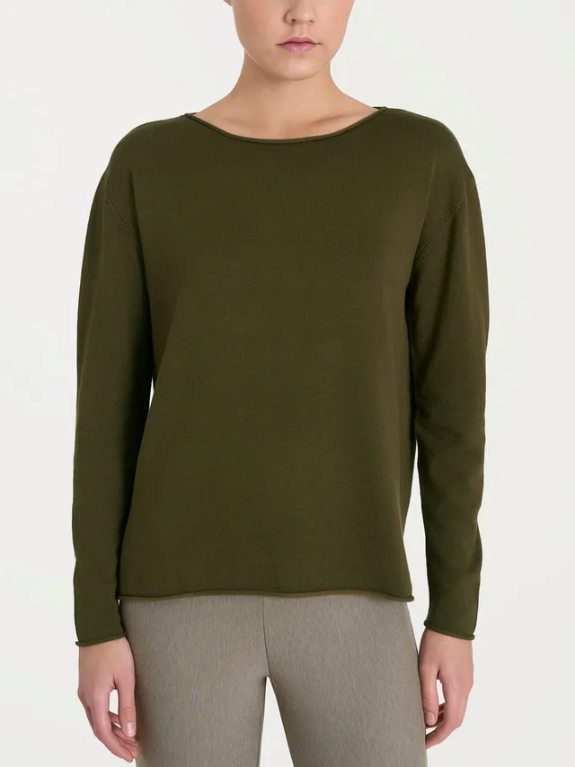 Ragno Four Seasons maglione barchetta asimmetrico verde oliva termoregolante