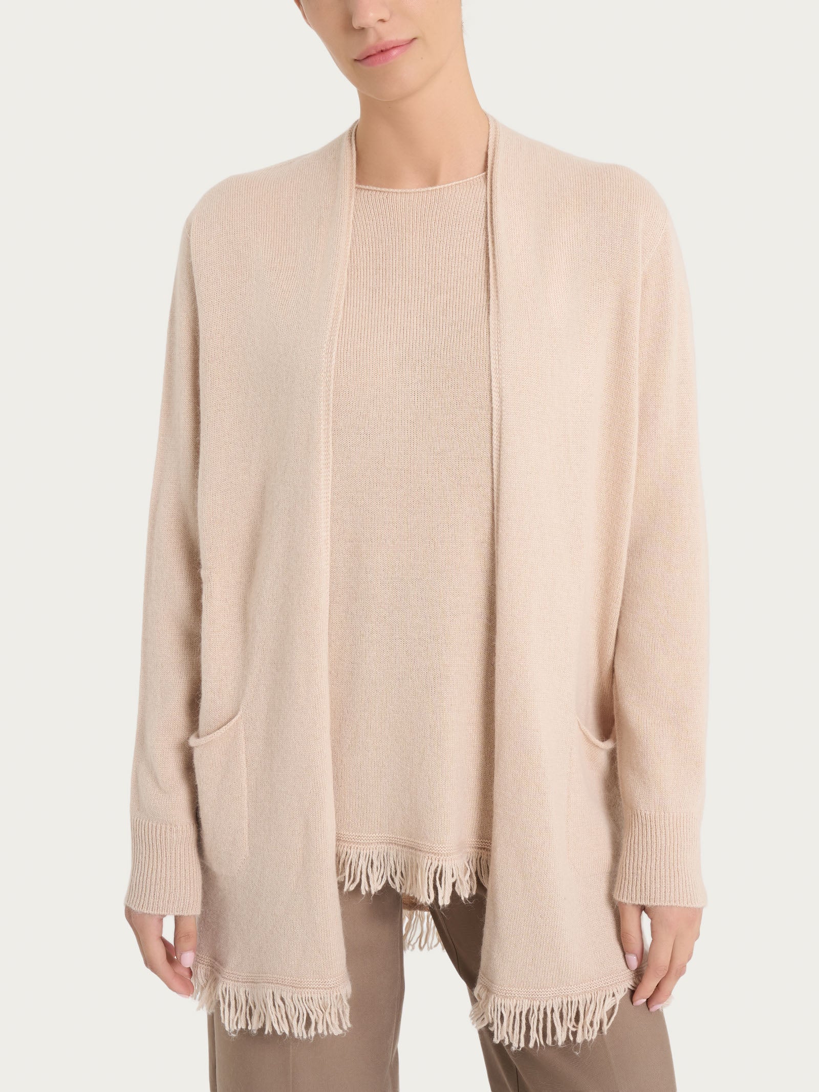 Ragno Merino Soft Cardigan lungo frange Moonlight angora