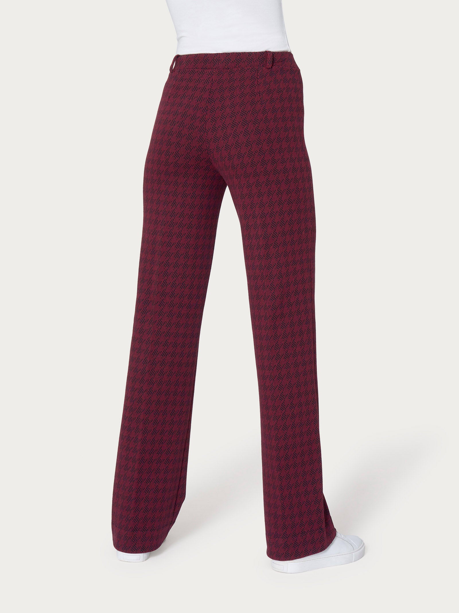 Ragno Compact Wide Leg pantalone pied de poule tibetan red jacquard