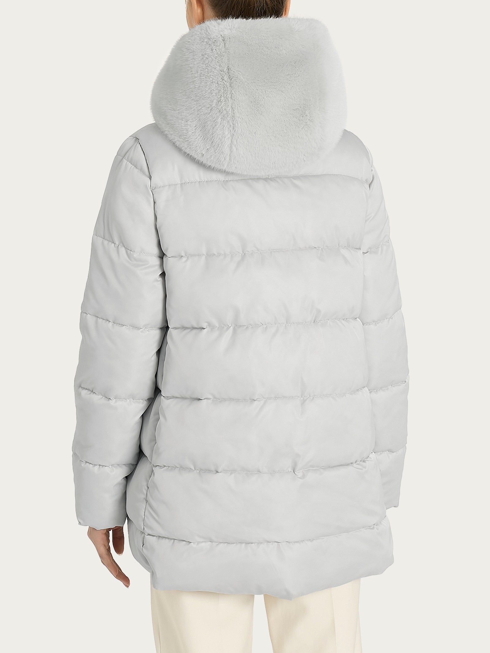 Ragno Piumino Vegan Fur Cappuccio Removibile Dawn Blue