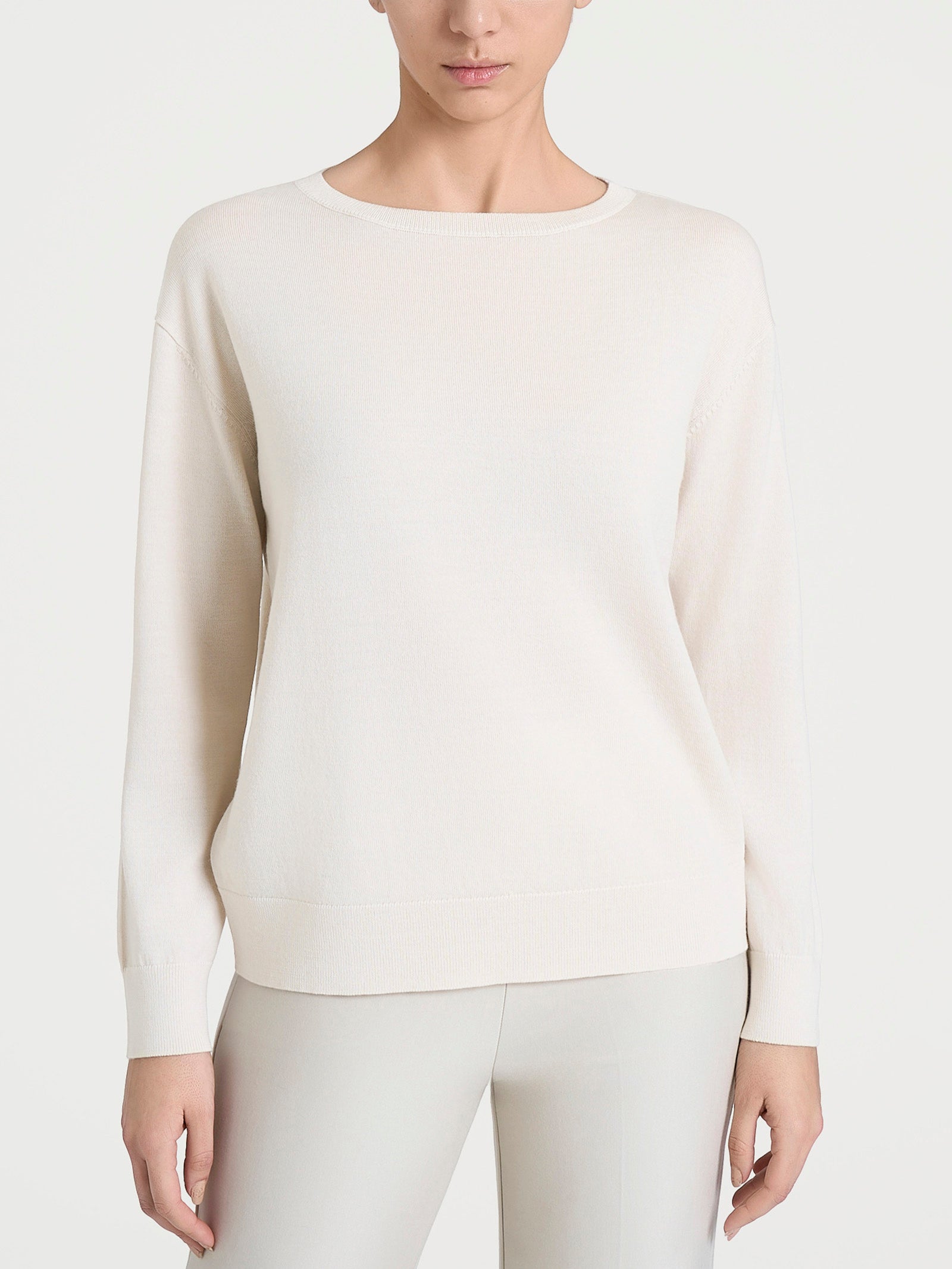 Ragno Merino Soft scollo barchetta maglia avorio pura lana